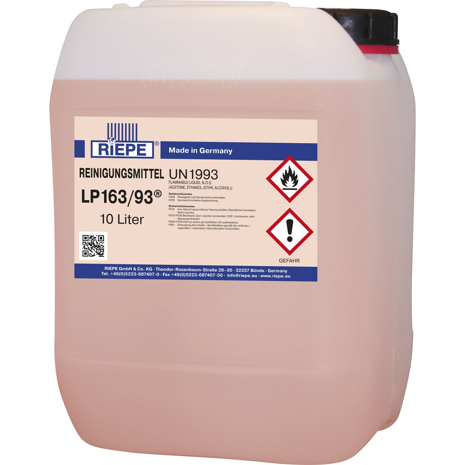 RIEPE Reinigungsmittel LP163/93 (UN 1993) 10 Liter zu Kantenanleimmaschinen
