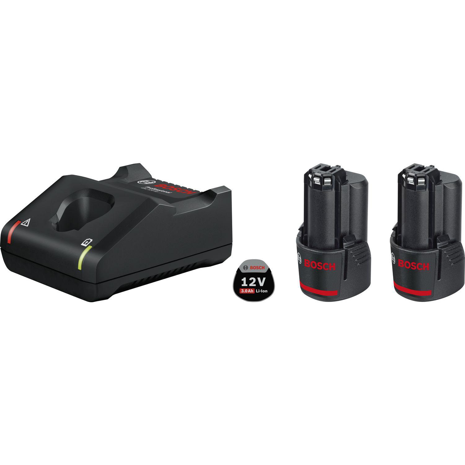 Bosch Akku-Starterkit 12 Volt / 2 Stück 3,0 Ah Akkus und Ladegerät GAL12V-40