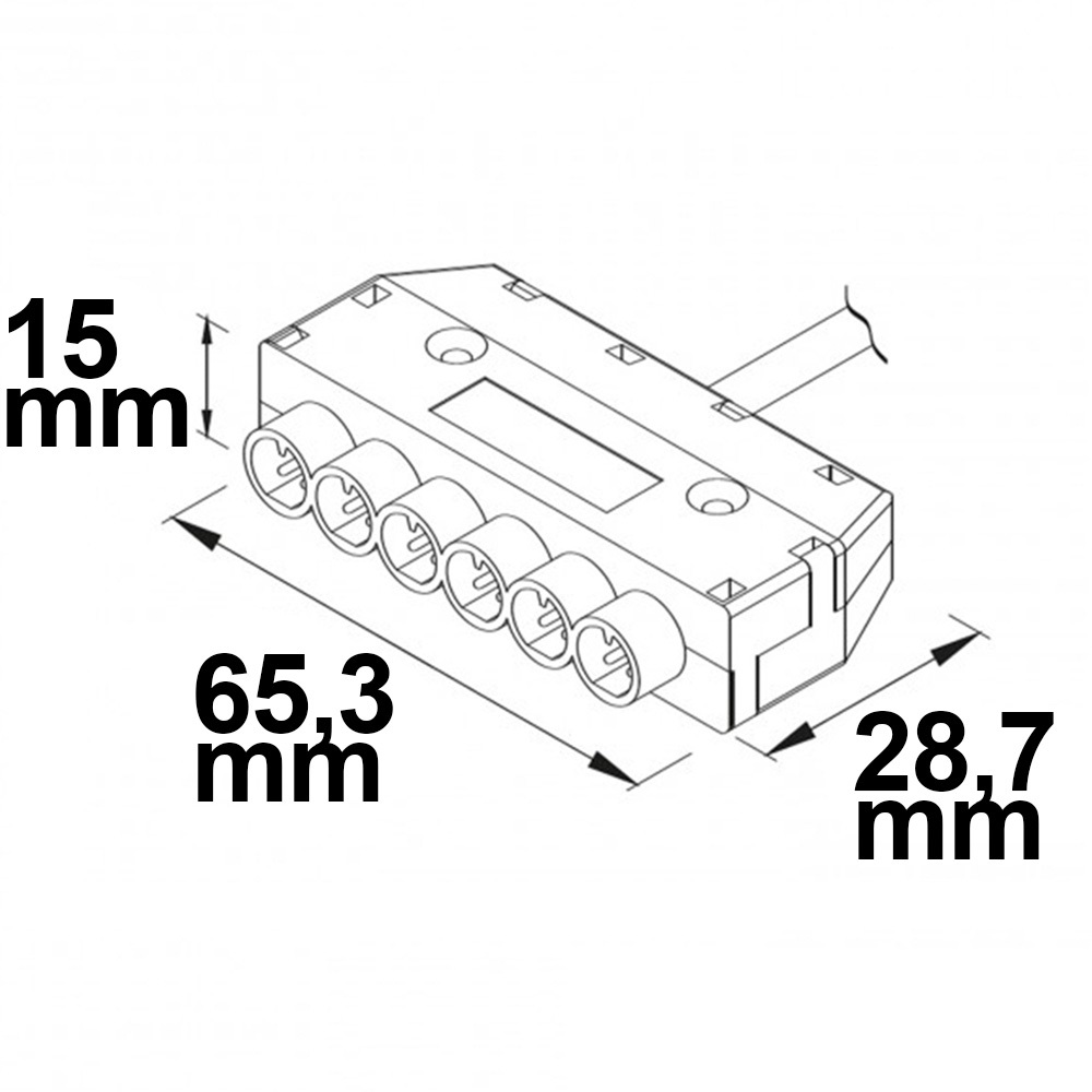 ISOLED Mini-Plug 6-fach Verteiler female 1m 2x0,75 IP54 weiß-grün max. 48V/6A