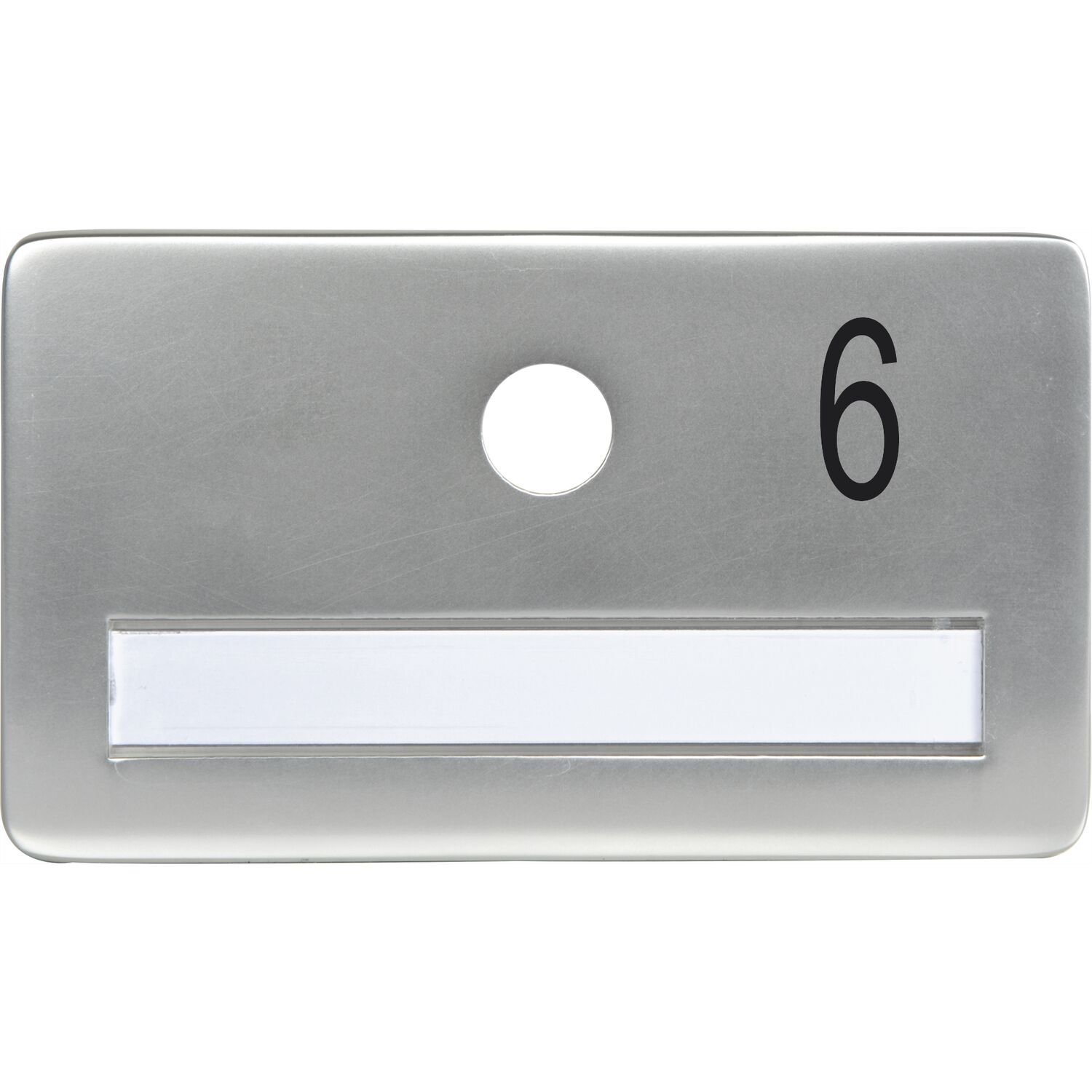 SOLIDO Namensschild ohne Spion, Bohrung ø 14, Alu silber eloxiert, Gravur Nr. 6