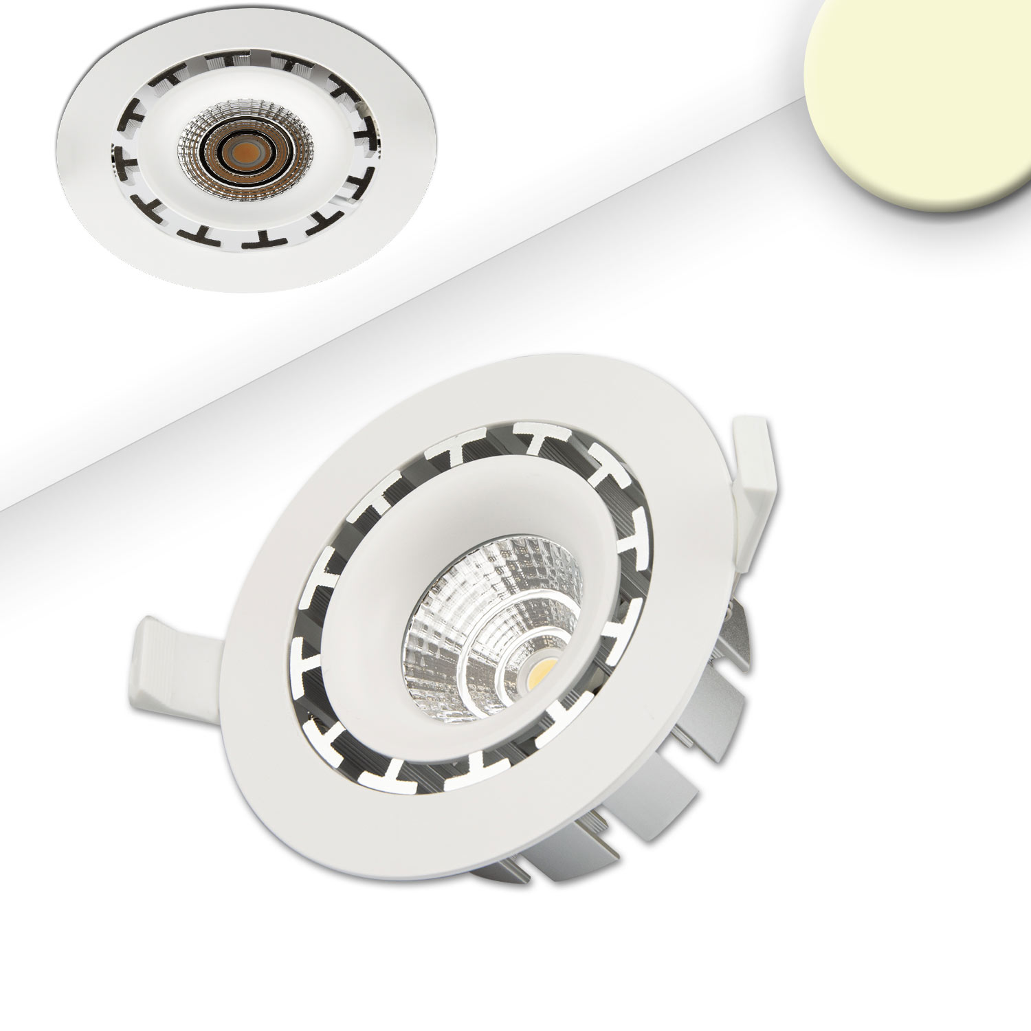 ISOLED LED Einbaustrahler COB weiß 15W 45° rund warmweiß dimmbar