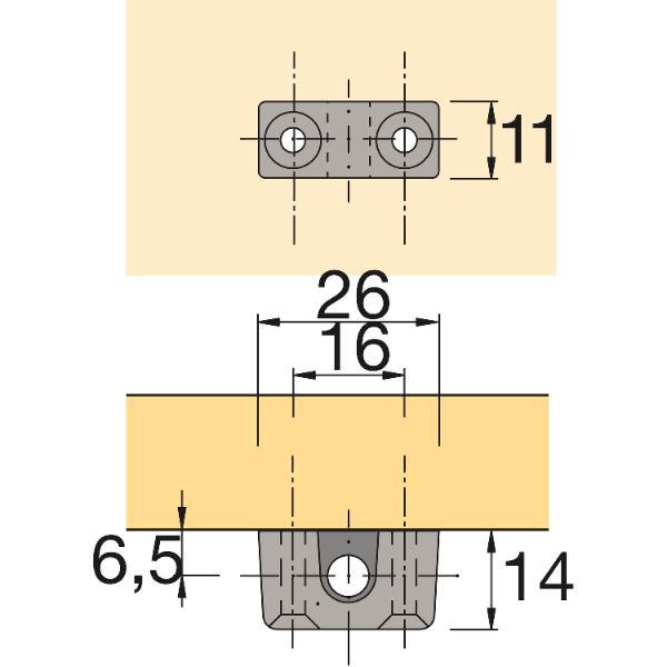 Hettich Prestige 2000 Zylinder-Drehstangenschloss Z23 Set Dornmaß 25 L20 vernickelt