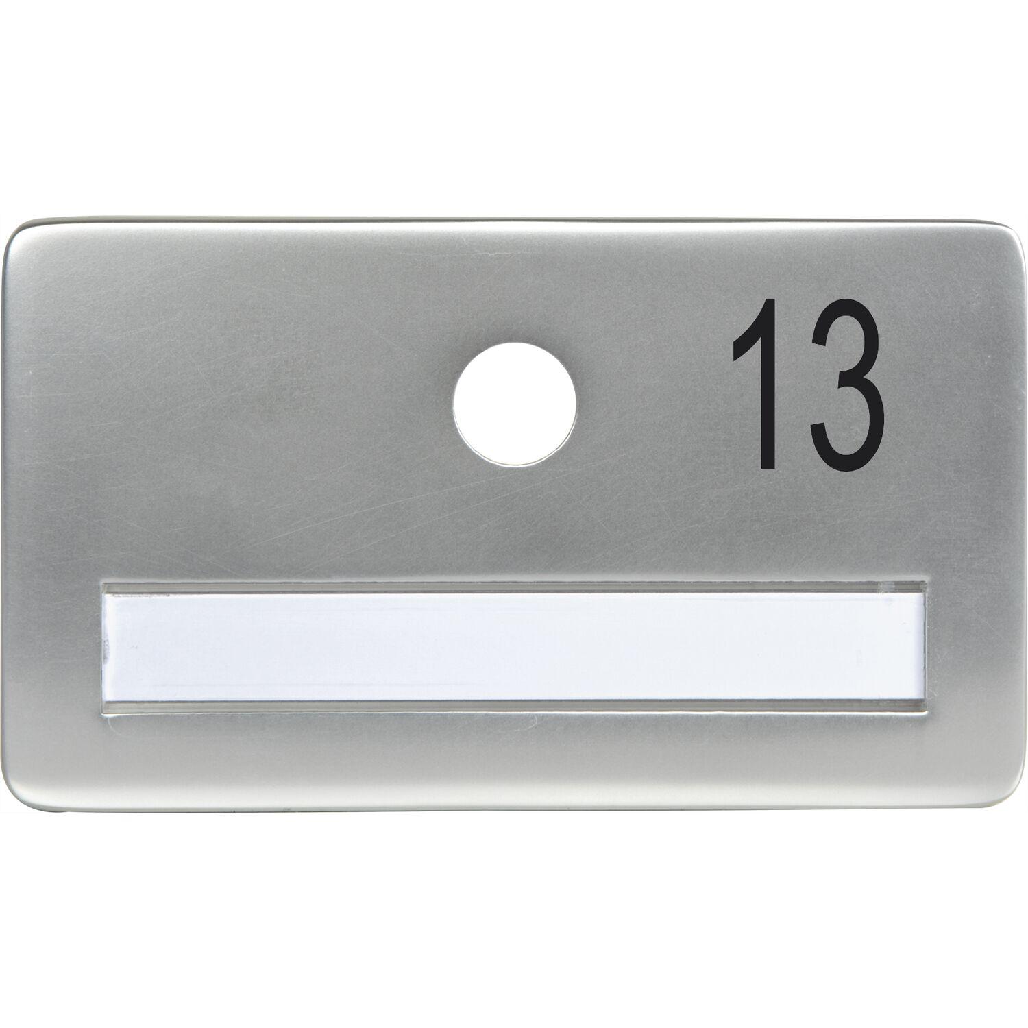 SOLIDO Namensschild ohne Spion, Bohrung ø 14, Alu silber eloxiert, Gravur Nr. 13