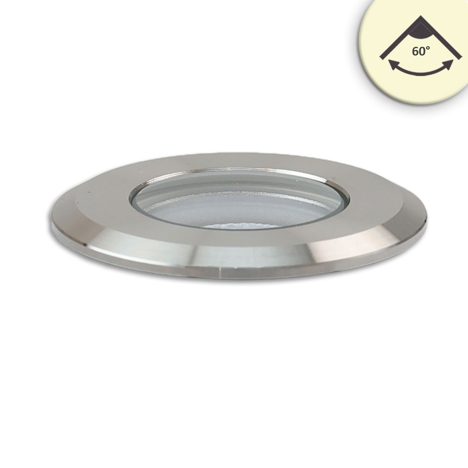 ISOLED LED Bodeneinbaustrahler rund 45mm Edelstahl 12-24V IP67 3W 60° warmweiß