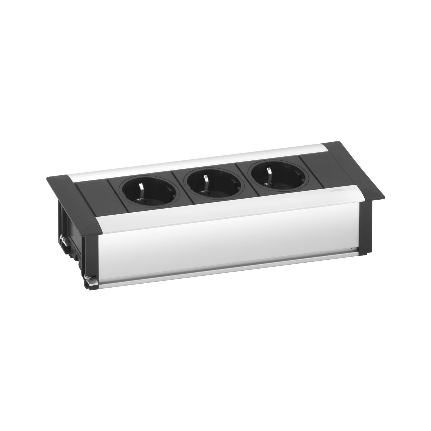 EVOline Frame-Dock Data Einbau Steckdosenleiste, 3xSchukosteckdose Alu