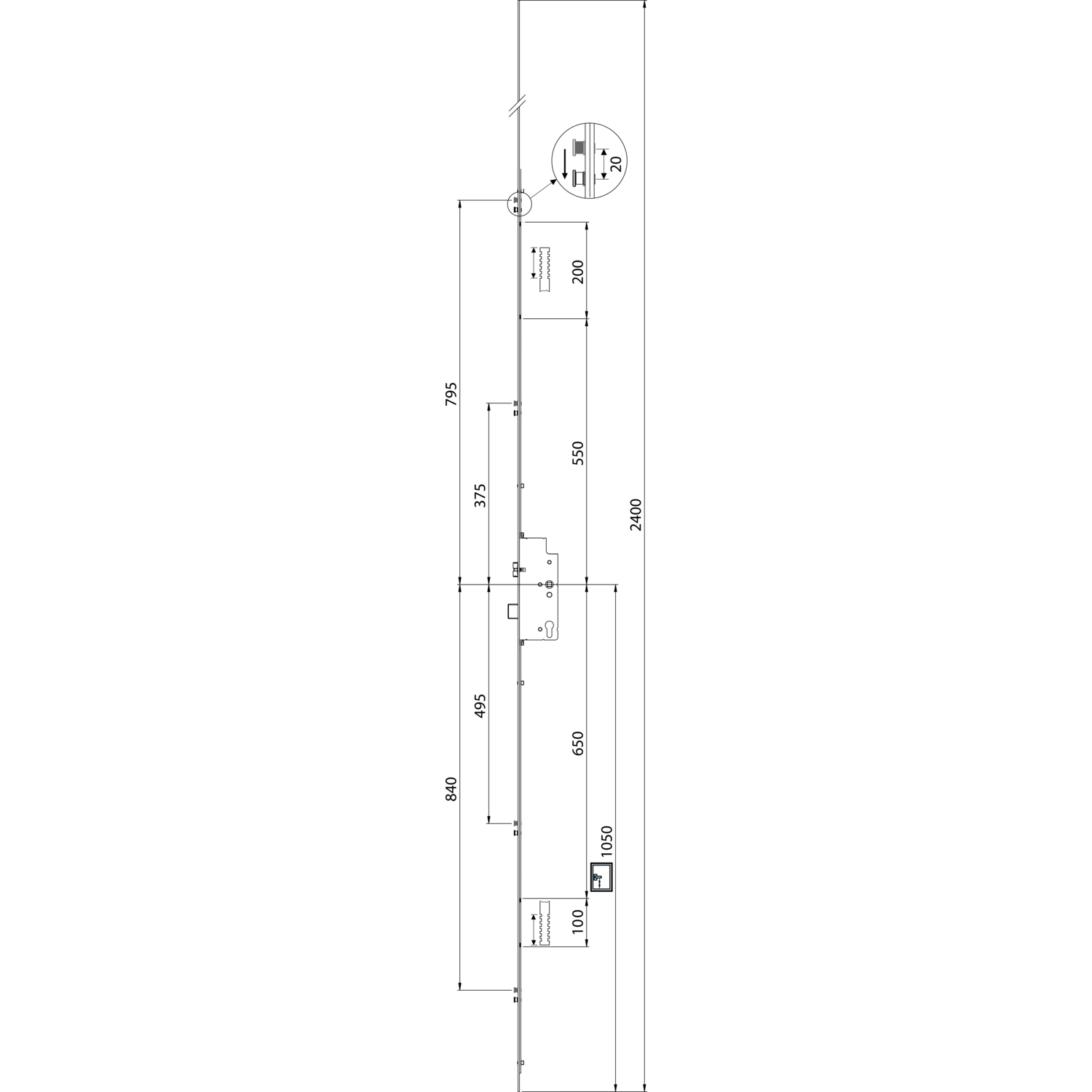 Maco #230691 Mehrfachverriegelungsschloss Z-TS 4B PZ92 VK 8 Stulp 16 mm DM 40 silber