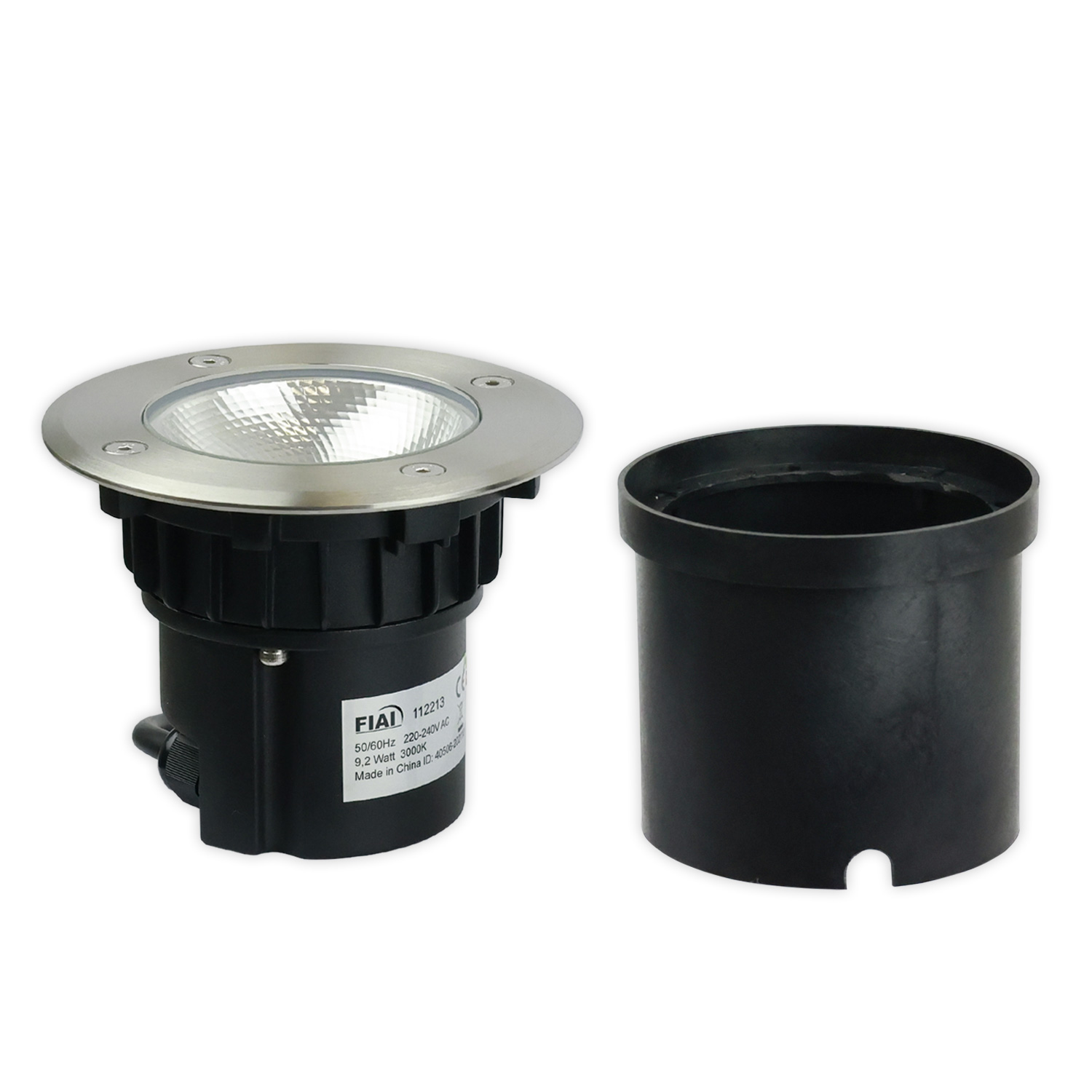 ISOLED LED Bodeneinbaustrahler rund Edelstahl IP67 7W COB 90° warmweiß