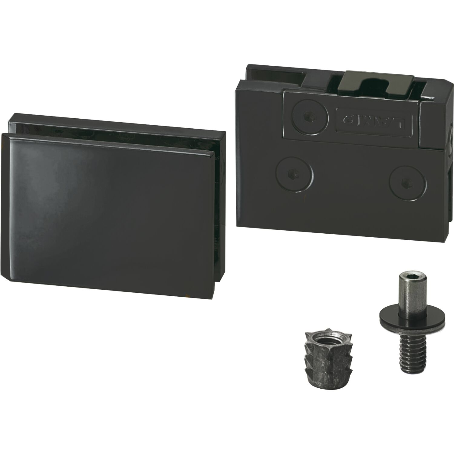 LAMP ®Glastürscharnier GS-GH5, Glas 5-6 mm 48x33 mm, Zamak schwarz