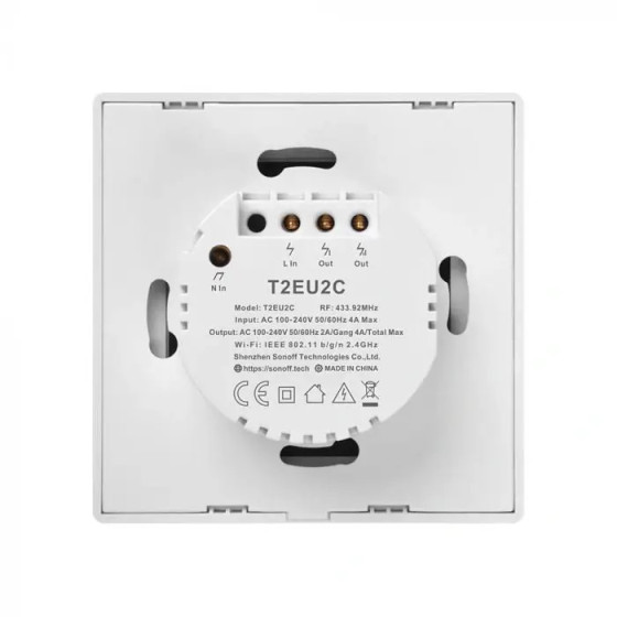 Sonoff WLAN-Wandschalter der SONOFF TX-Serie WiFi+RF433 T1 2fach