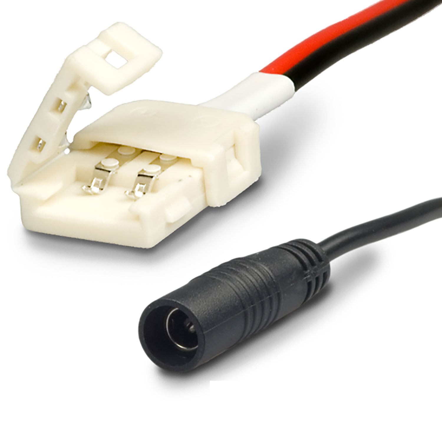 ISOLED Clip-Rundstecker-Anschluss (max. 5A) für 2-pol. IP20 Flexstripes mit Breite 8mm Pitch-Abstand ISOLED Clip-Rundstecker-Anschluss (max. 5A) für 2-pol. IP20 Flexstripes mit Breite 8mm Pitch-Abstand