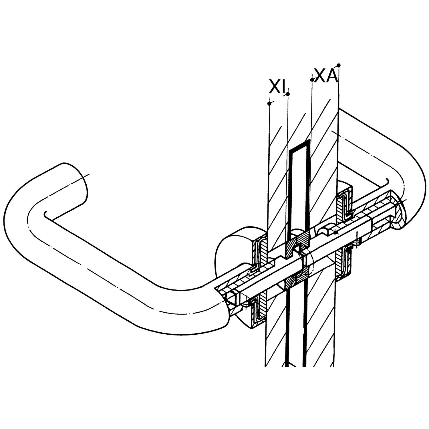 HEWI #72.3.9.3.3R Drückerstift geteilt 72.3 R Vierkant 9mm 19.1-29x19.1-29mm Stahl verzinkt
