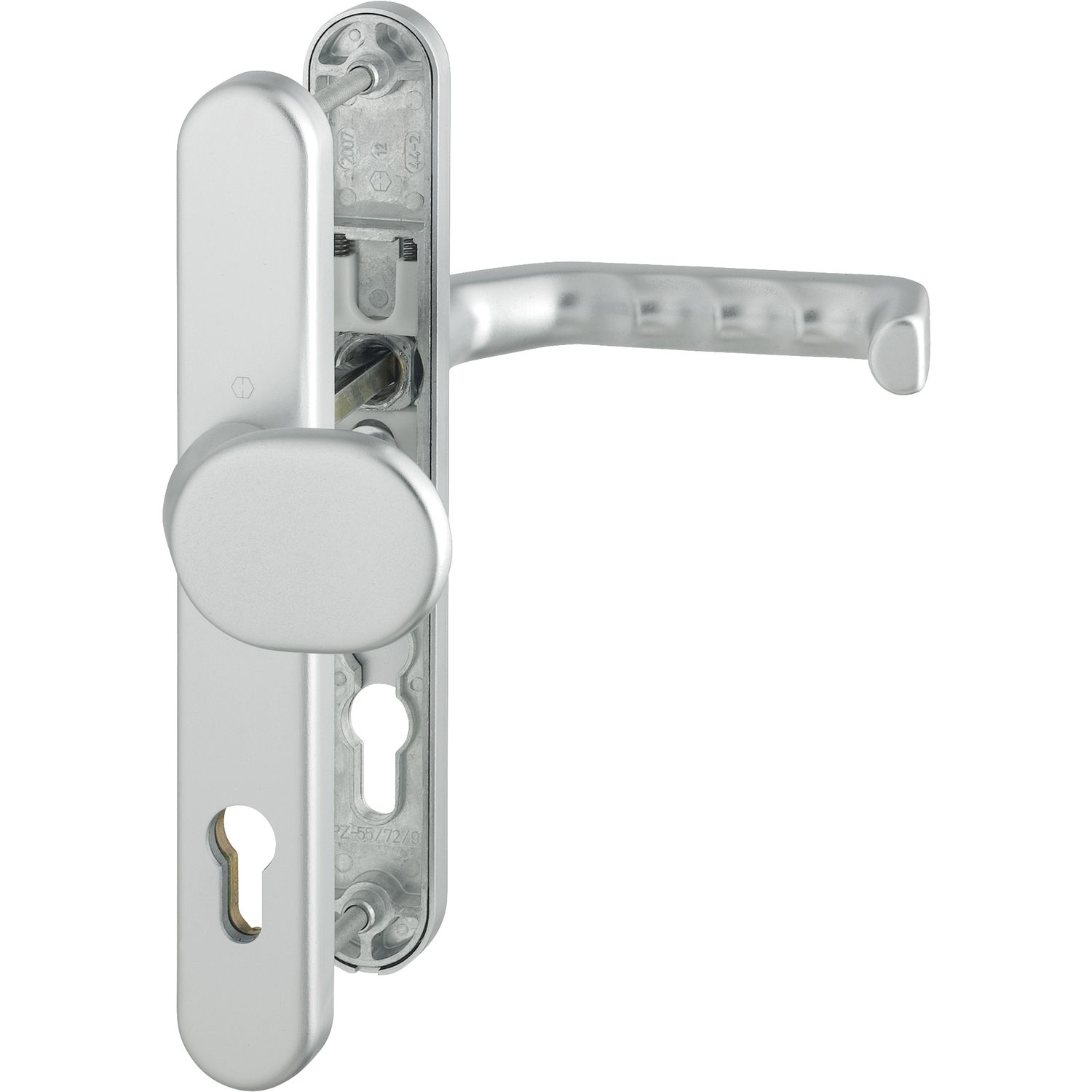 Hoppe Wechselgarnitur LIVERPOOL - Schmalschild Knopf PZ, silber elox