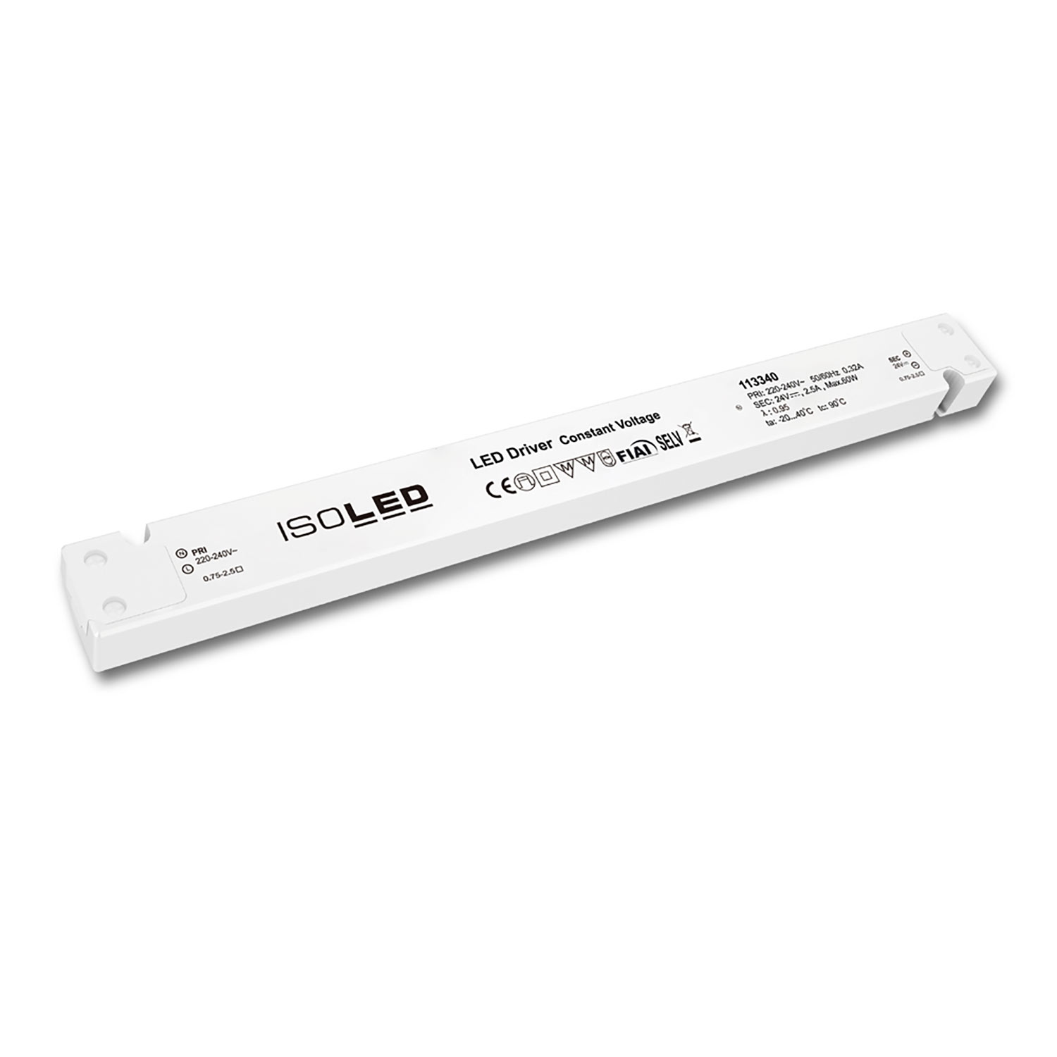 ISOLED LED Trafo 24V/DC 0-60W SELV ultraflach ultraschmal