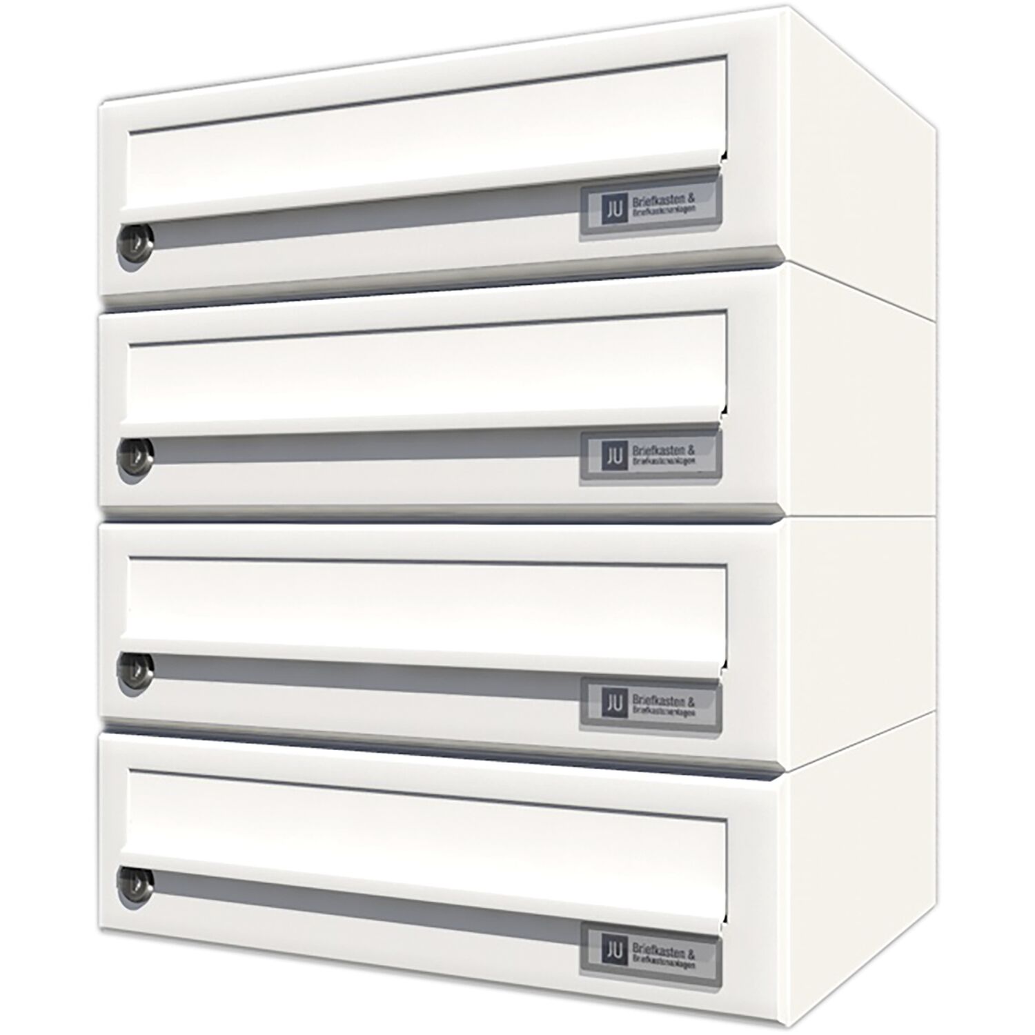 JU Hausbrieffachanlage 4-teilig, 375 x 440 x 280 mm, Stahl weiß RAL 9016