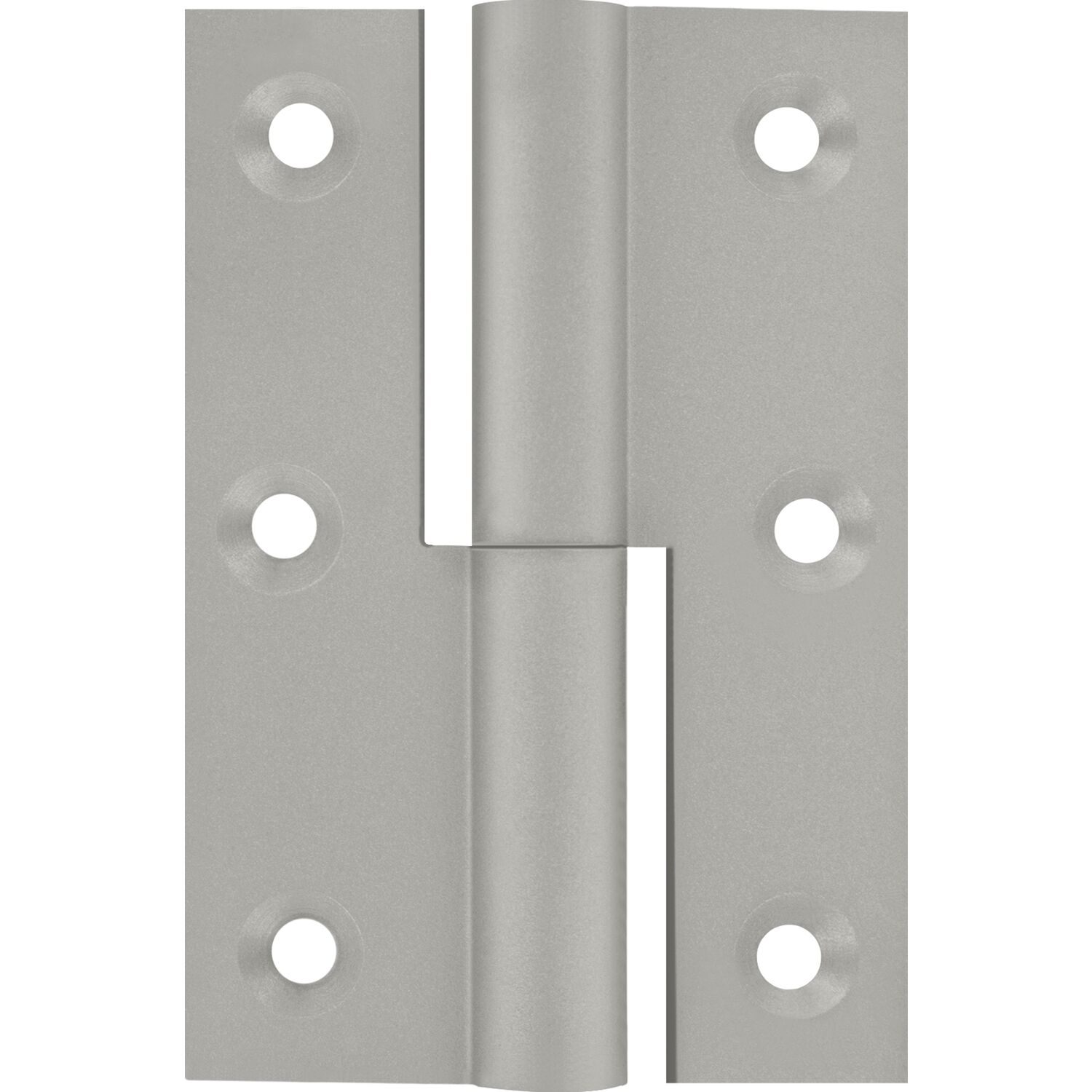 Möbelband gerade - Zylinderkopf rechts, 50x40 mm, Messing vernickelt matt