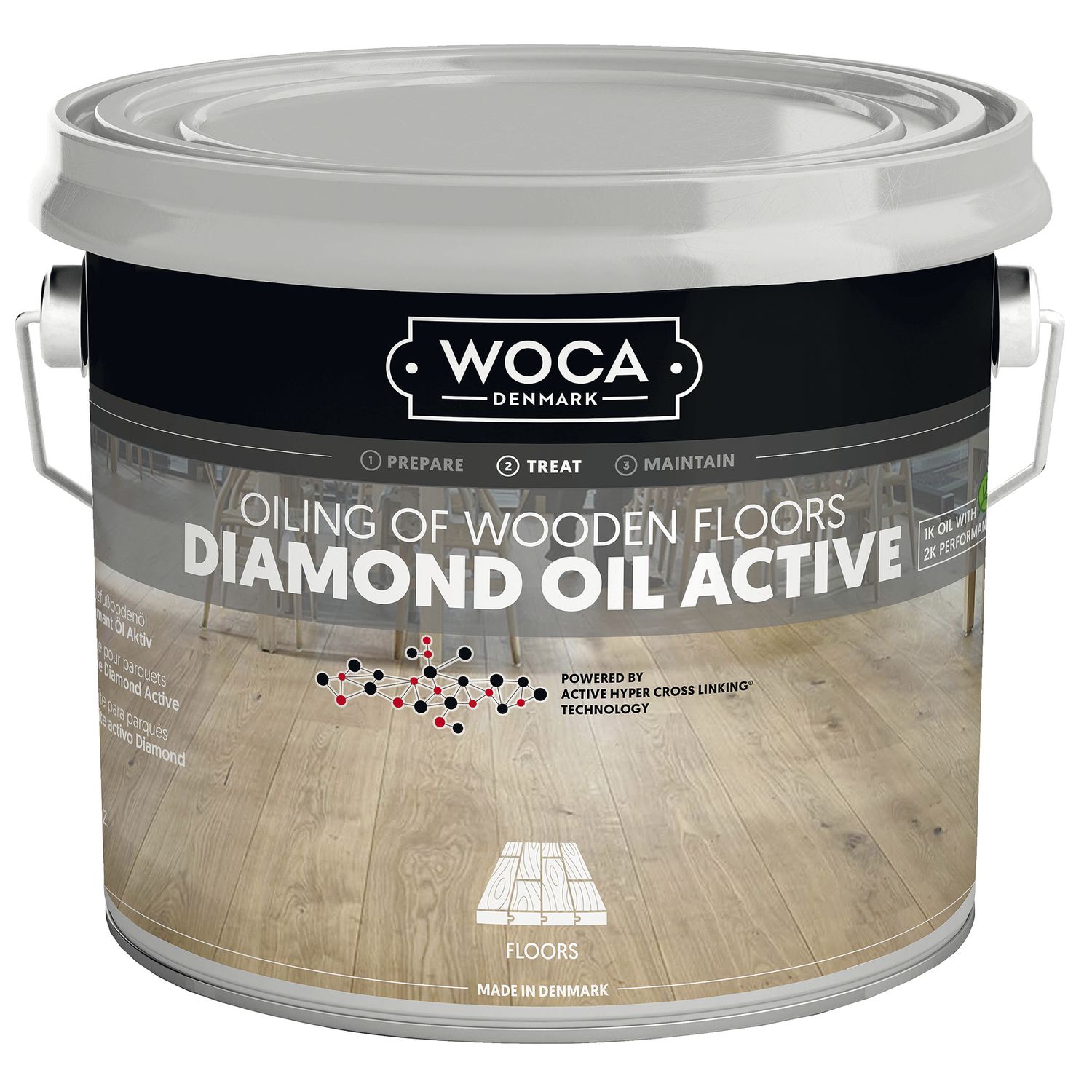 Woca Diamant Aktiv Öl, carbonschwarz 2,5 Liter