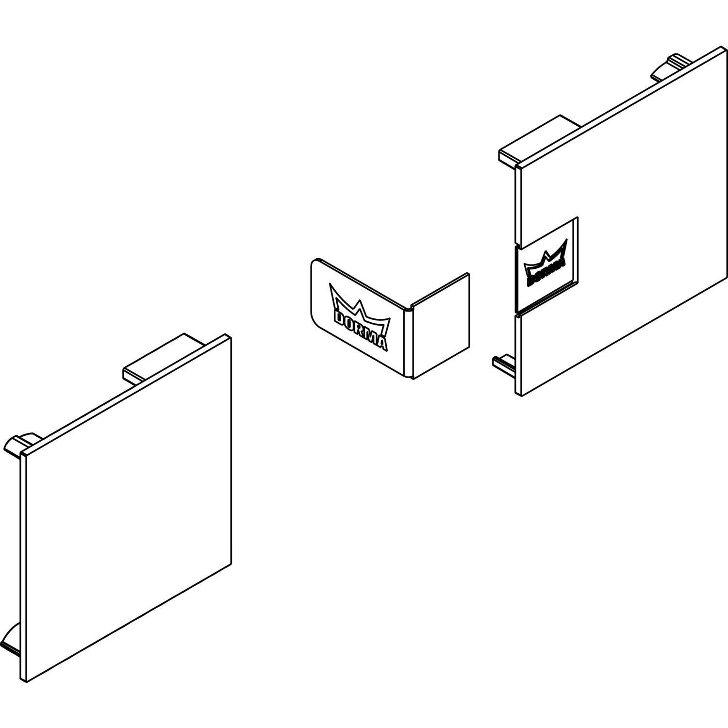 DORMA-Glas Muto 150 Abdeckkappen Wand-/Deckenmontage Aluminium silber eloxiert