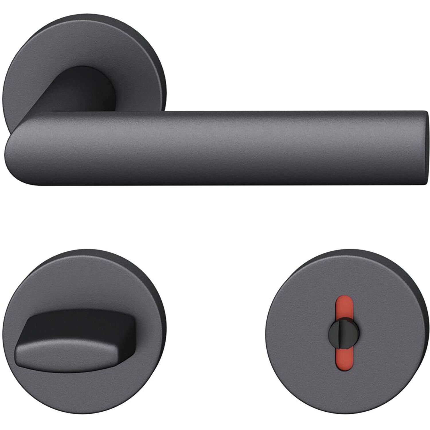 FSB Drückergarnitur 12 1108 ASL auf Rosette WC, Aluminium schwarz matt