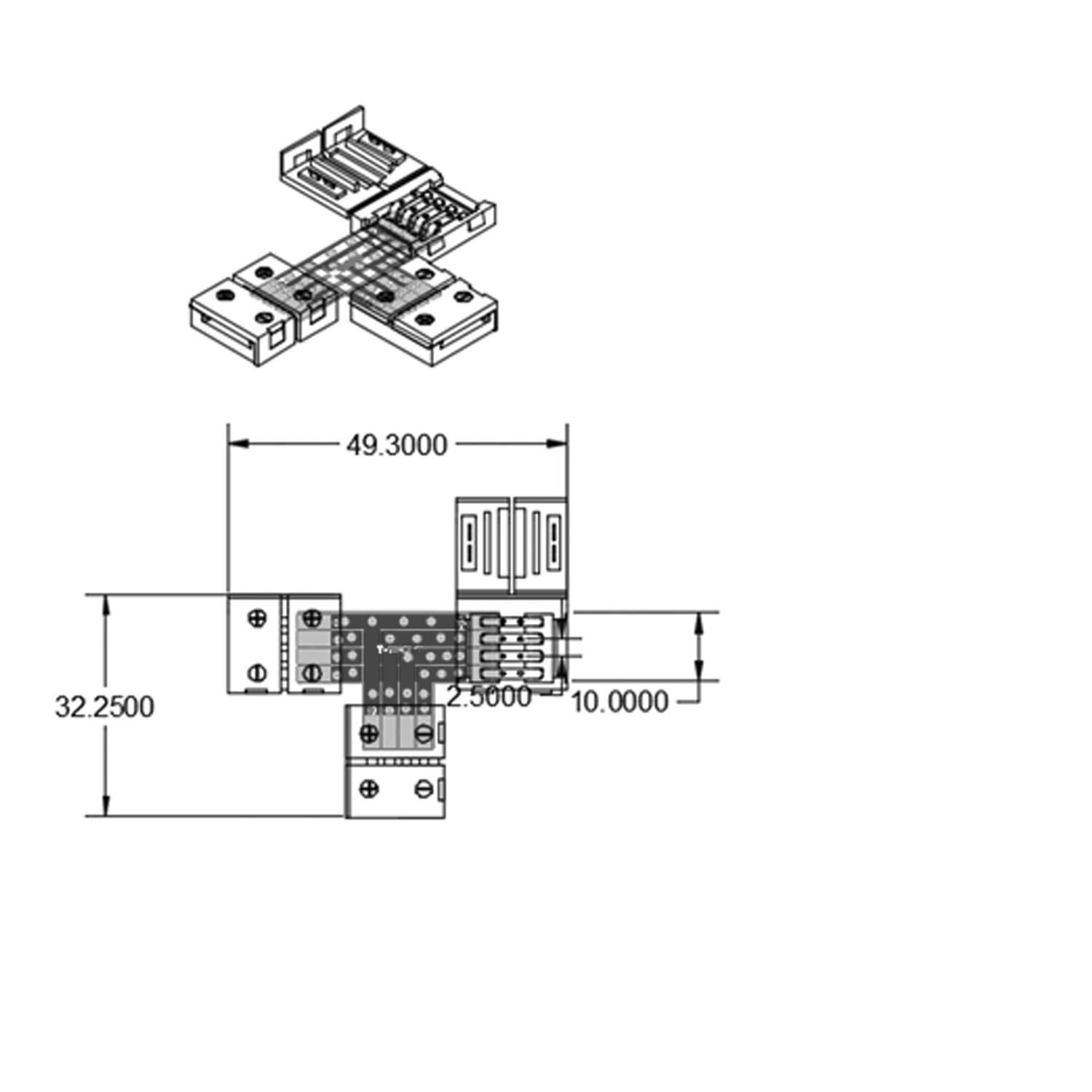 ISOLED Clip-T-Verbinder (max. 5A) C1-410 für 4-pol. IP20 Flexstripes mit Breite 10mm Pitch >12mm