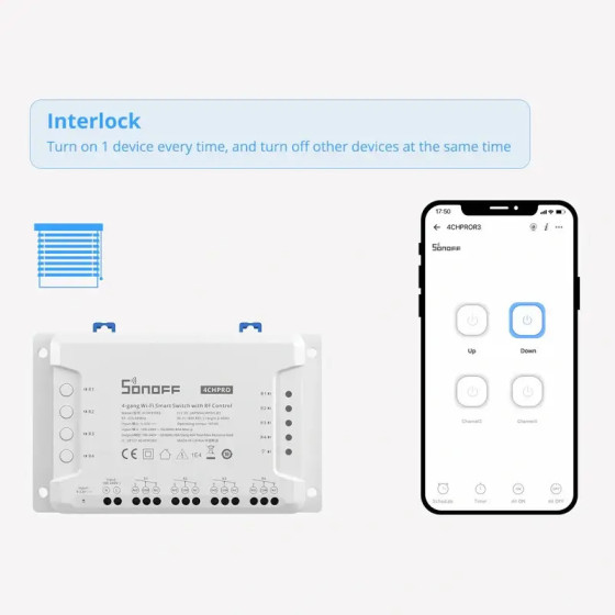 Sonoff 4-fach WLAN-Smart-Switch mit HF-Steuerung 4CHPROR3