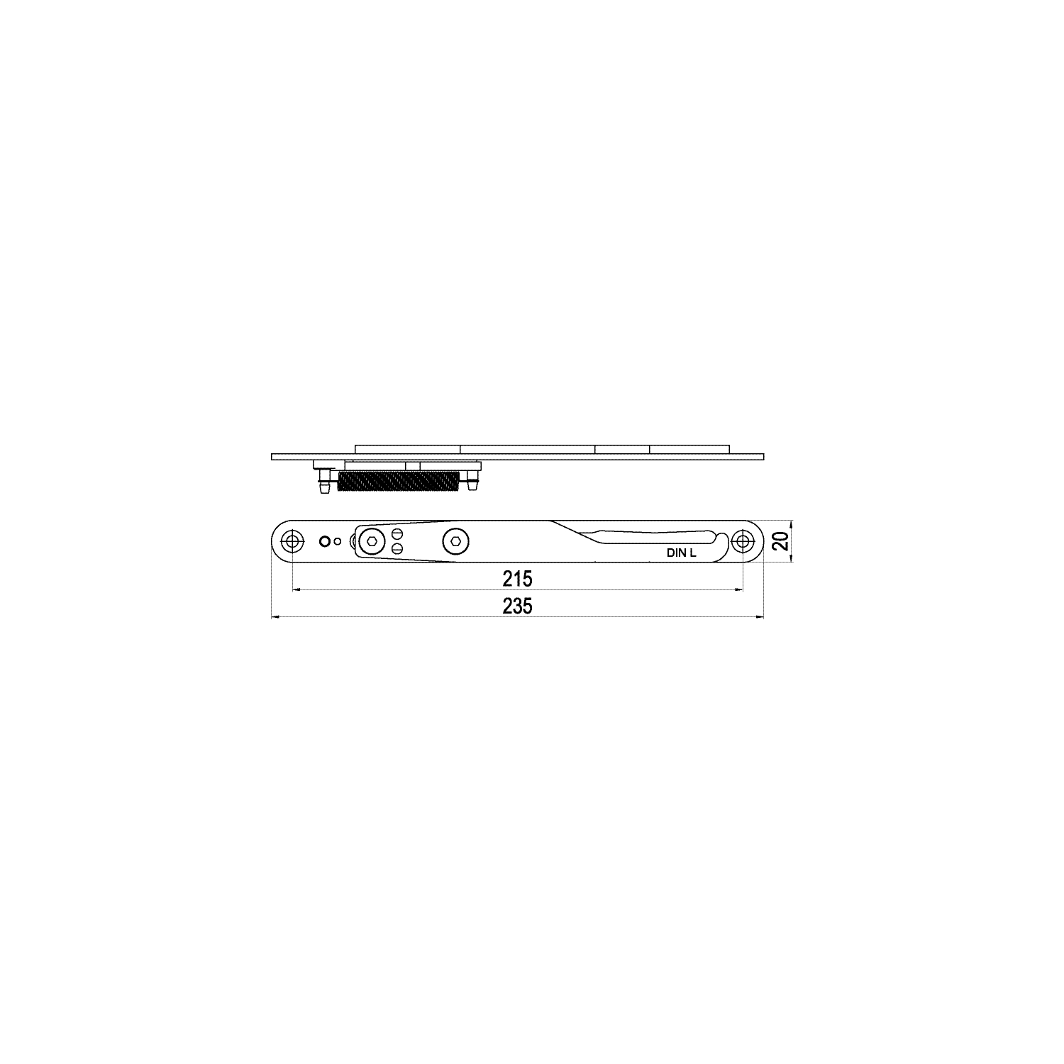 IMH-ABS Mitnehmerhaken GF UNI 20 V Gr.1, 235 x 20 mm,schwarz verzinkt,DIN links