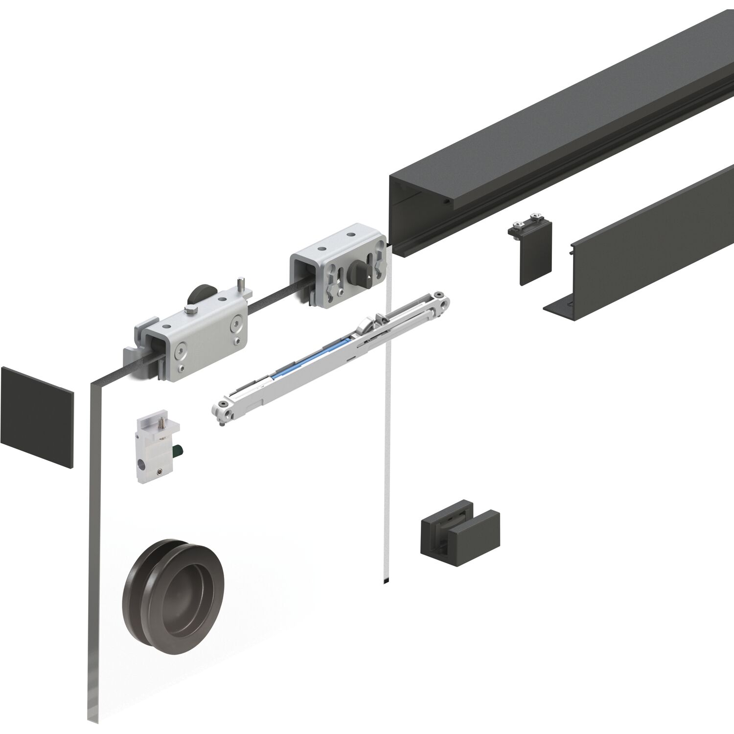 HELM GT-L 50 Beschlagset Glas 8-10 mm L=2000 mm Wand 50 kg Alu schwarz matt