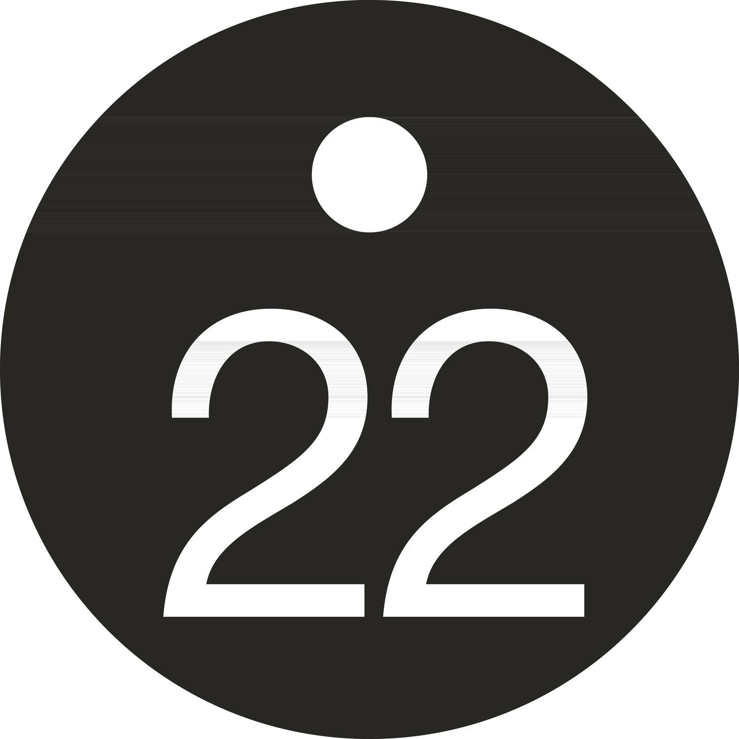 Schlüsselnummer - ø 25, Nummer 22, Aluminium schwarz eloxiert