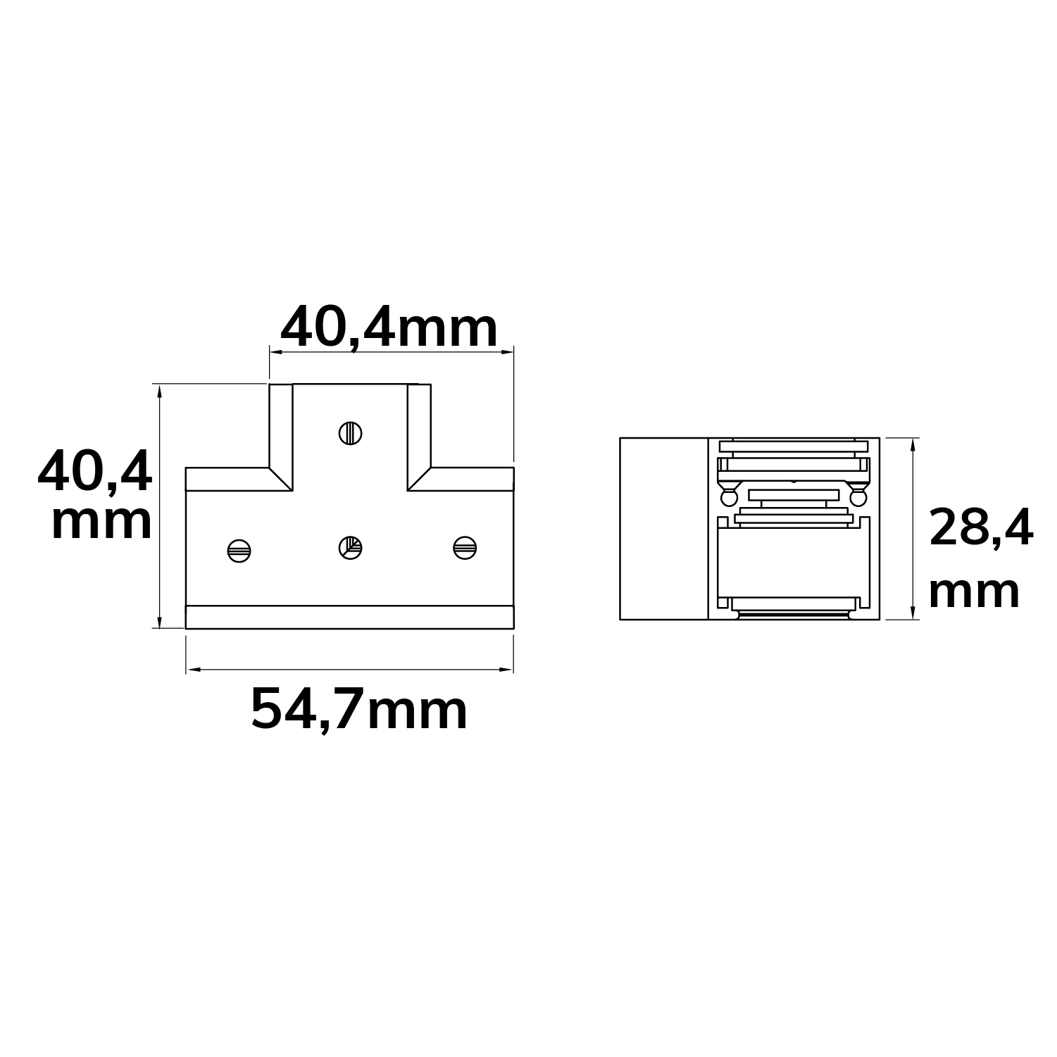 ISOLED Track48 T-Schiene horizontal für Aufbauschiene flat schwarz nicht stromführend