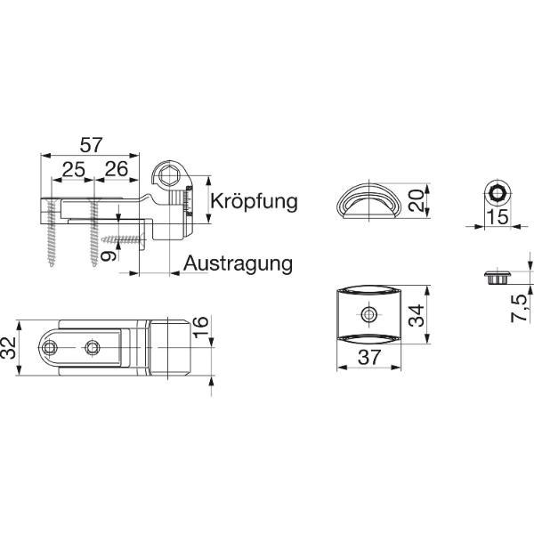 Maco #56944 Rustico Ladeninnenöffner-Kurzband BLR Größe 0 verstellbar schwarz