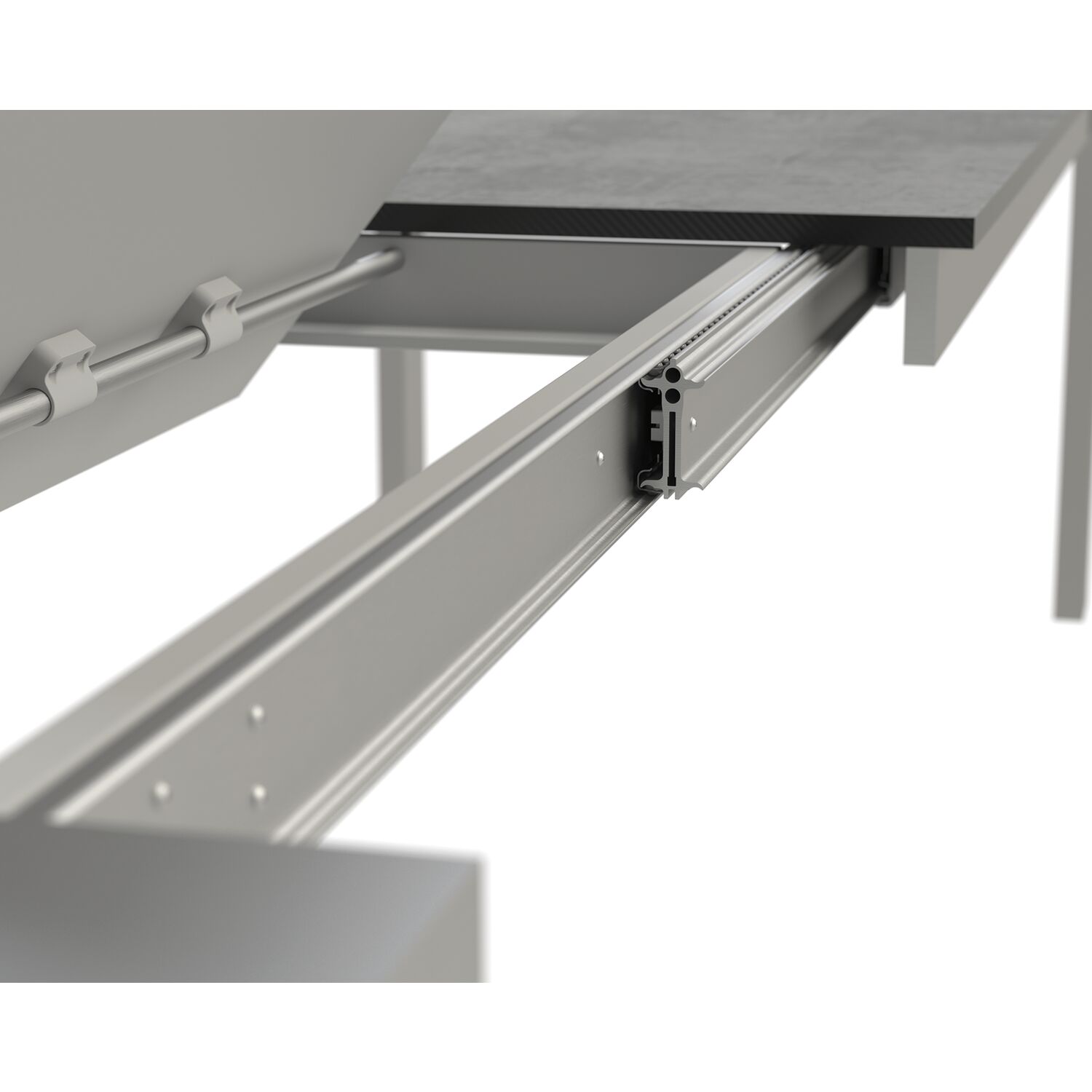 Ausziehtischführung ALU 77 FRONTSLIDE, Einbaulänge 1315 mm, Auszugsweg 1236 mm