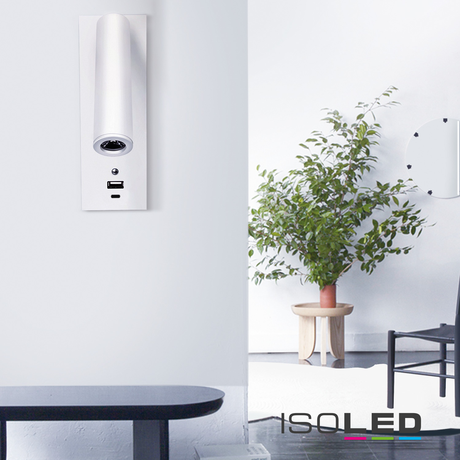 ISOLED LED Leseleuchte 3W weiß mit USB-A und USB-C Ladebuchse warmweiß 3 Stufen dimmbar