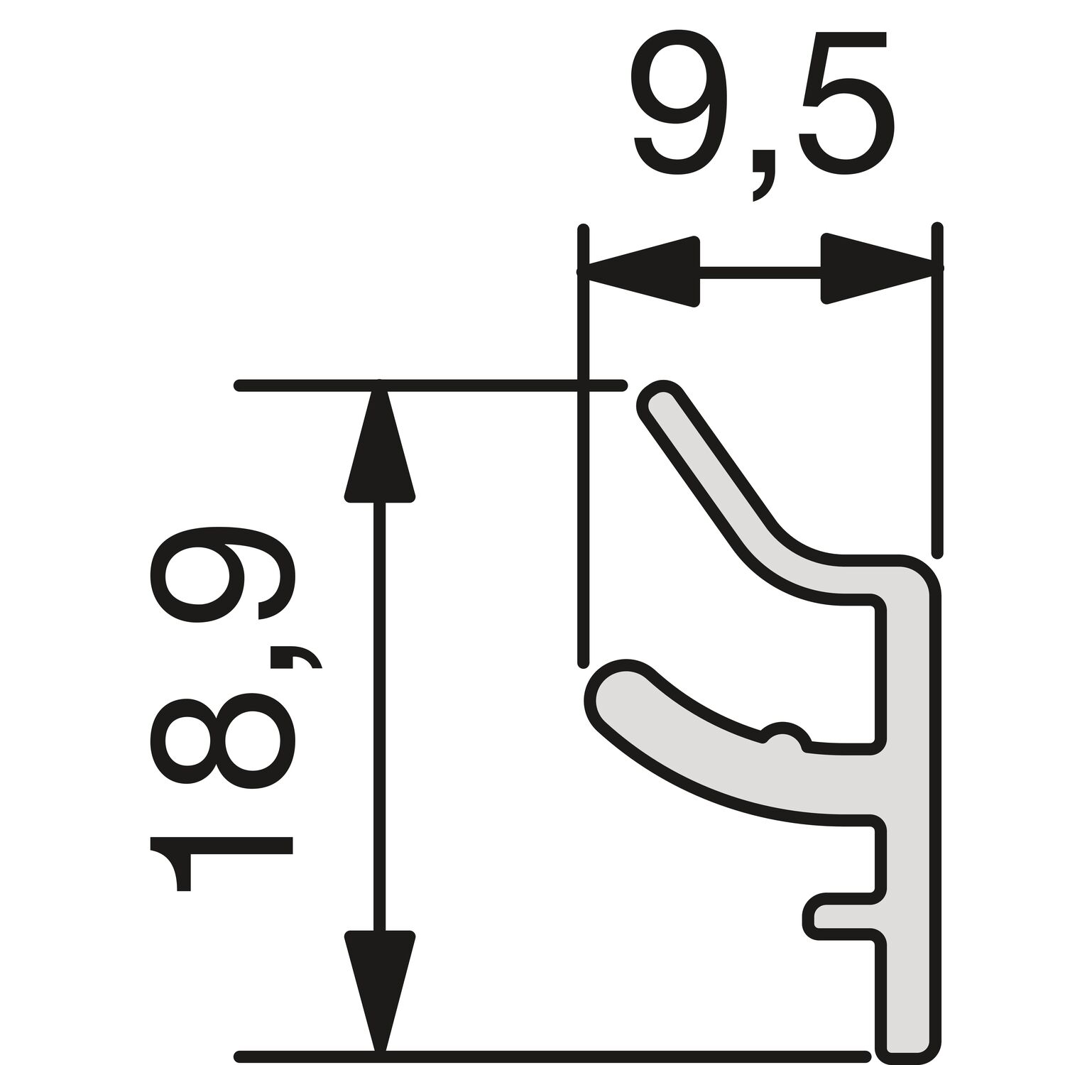 SCHÜCO Sockelsystem Lüftungslamellen 5000 mm Edelstahl-Effekt