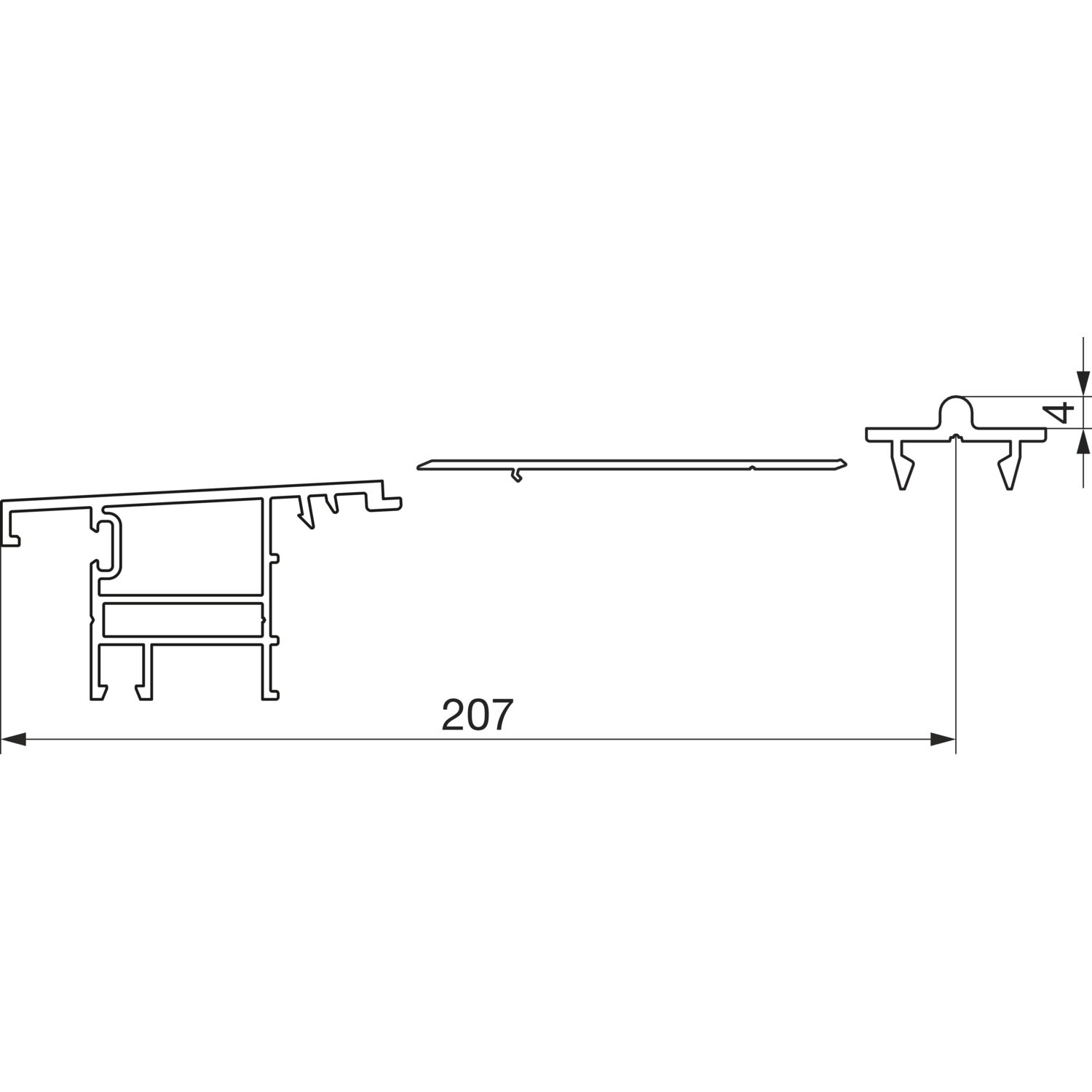 GU Thermostep 204 Trittschwellen-Set 4/207 L=3500 mm IV110 / FA 22 mm Alu silber