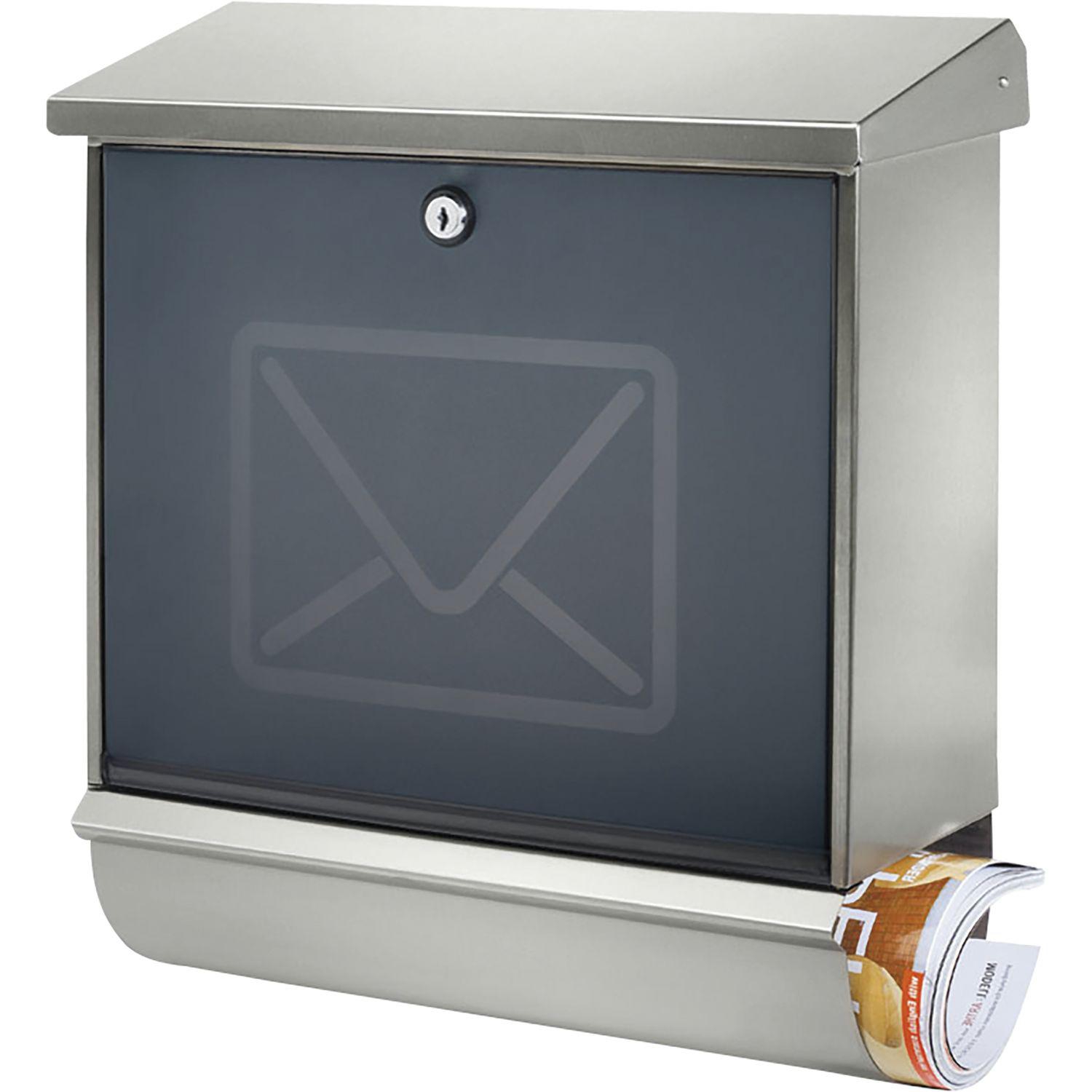 BURG Briefkasten LUCENTA 2700 - mit Zeitungsbox, Edelstahl rostfrei
