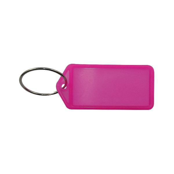 Schlüsselanhänger - mit Papiereinlage, Kunststoff transparent pink