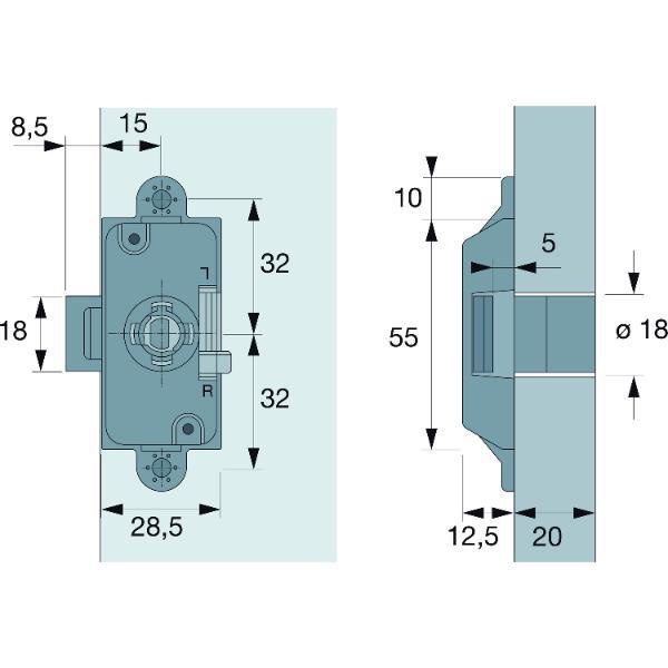 Hettich Prestige 2000 Zylinder-Kastenschloss Z23 Dornmaß 15 ø18 vernickelt