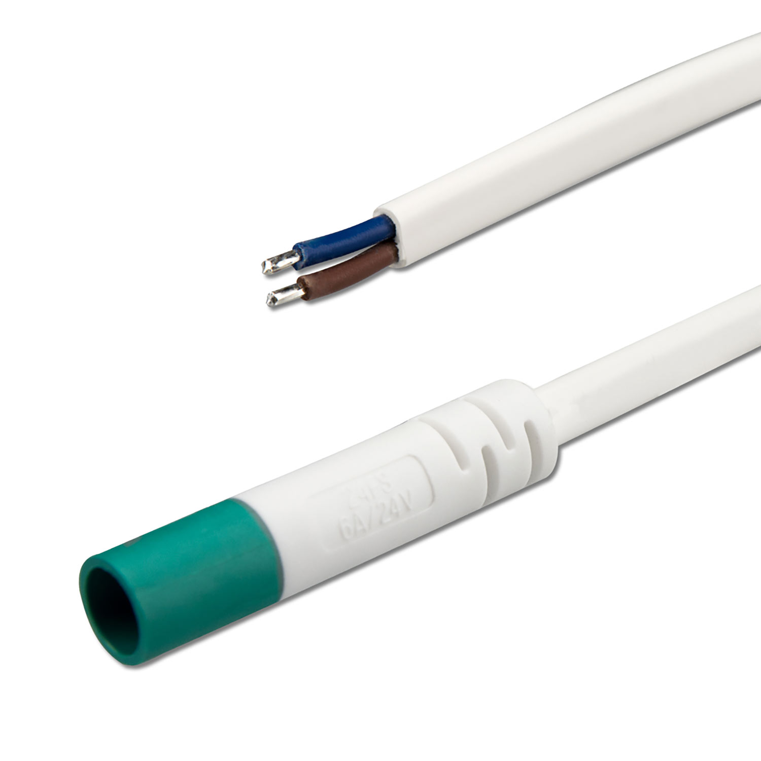 ISOLED Mini-Plug Anschlussfassung female 1m 2x0,75 IP54 weiß-grün max. 48V/6A