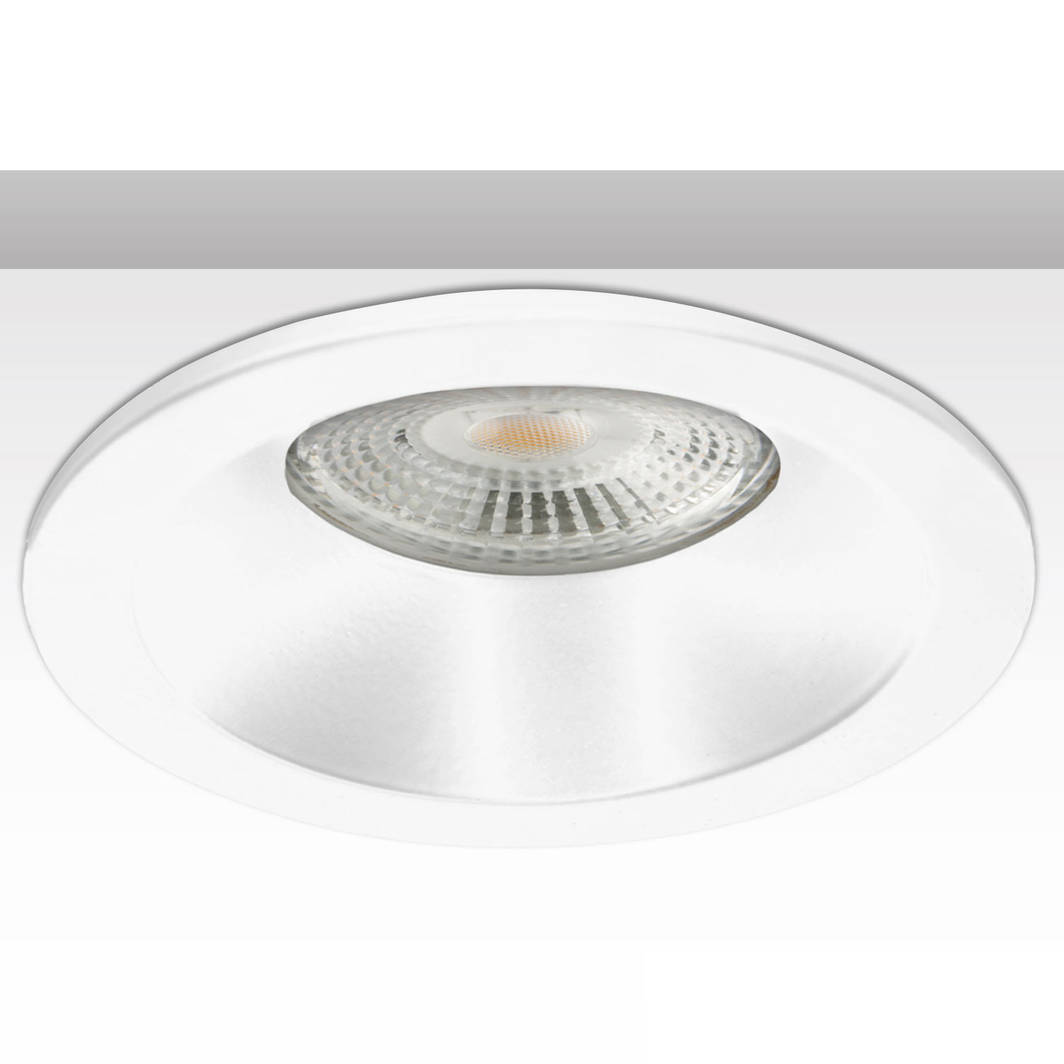 ISOLED Einbaurahmen rund mit Glaslinse Loch 72mm weiß für GU10/MR16 Spots
