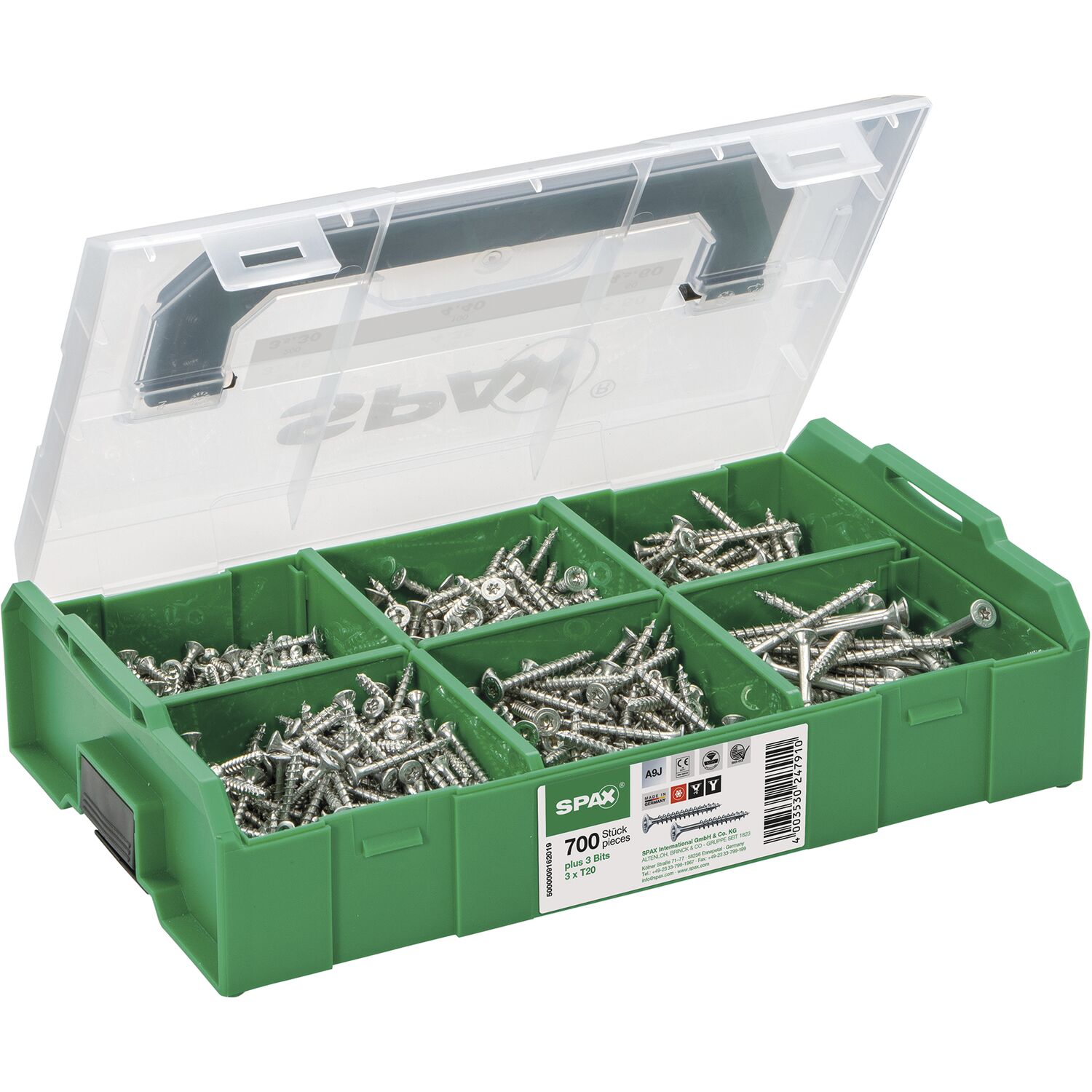 Spax Senkkopf Montagekoffer / LBOXX Mini TSTAR plus WiroxSilber ( 703 Stk ) (703Stk)