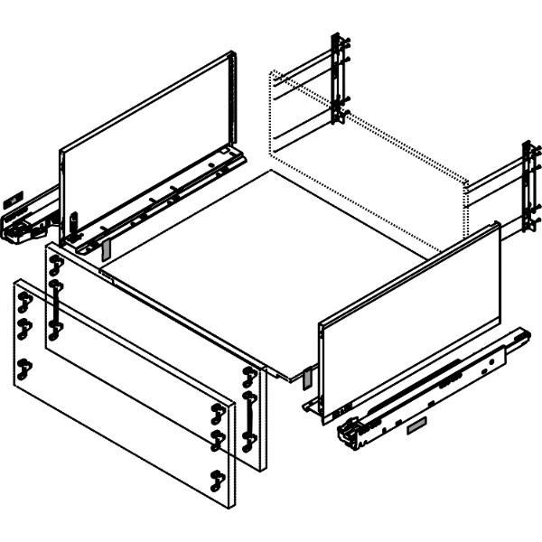 blum LEGRABOX pure SET Höhe F, TIP-ON, 40kg, NL 600, Seidenweiß