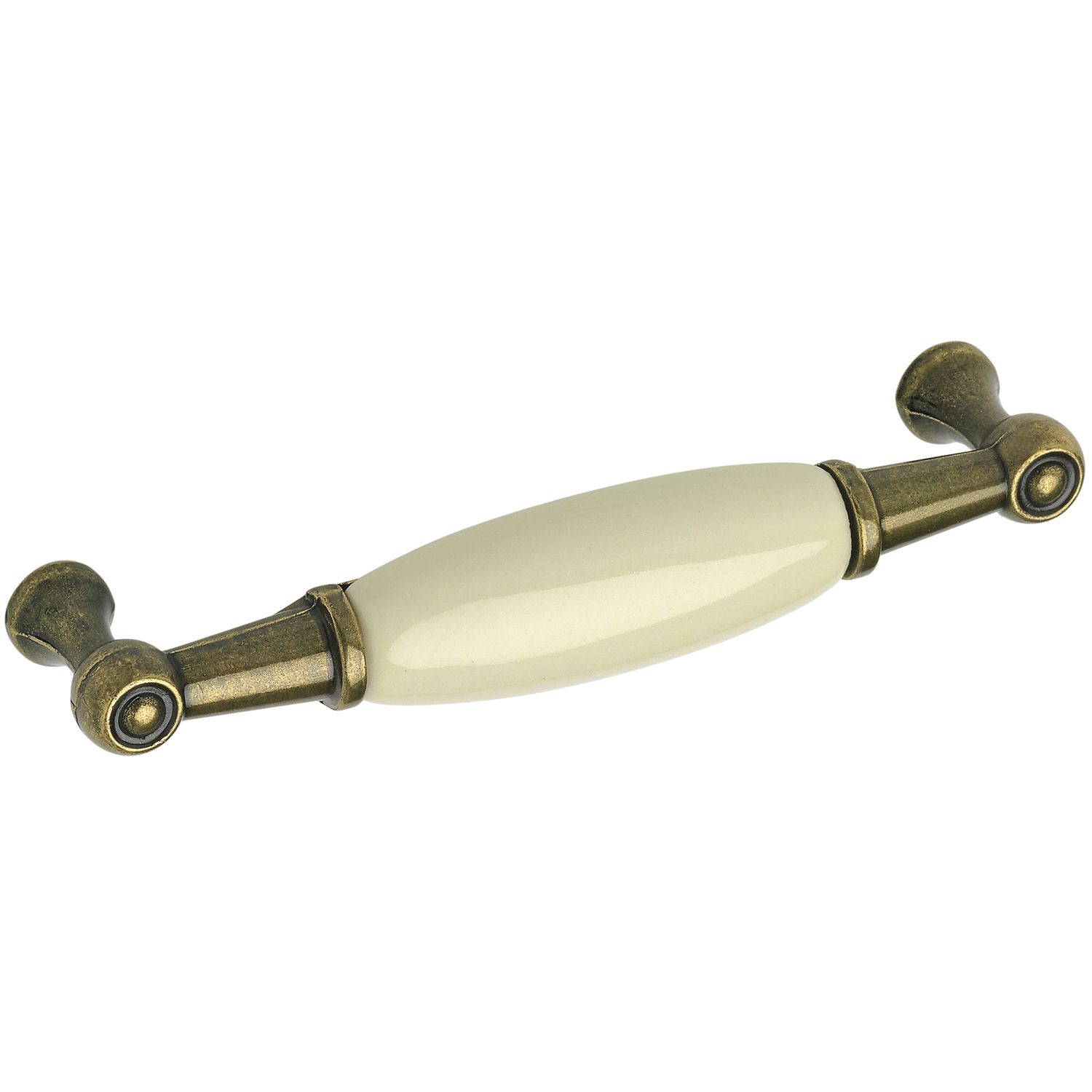 SIRO Griff Oxnard Lochabstand 96mm Porzellanzink hellbeige/altmessing brüniert