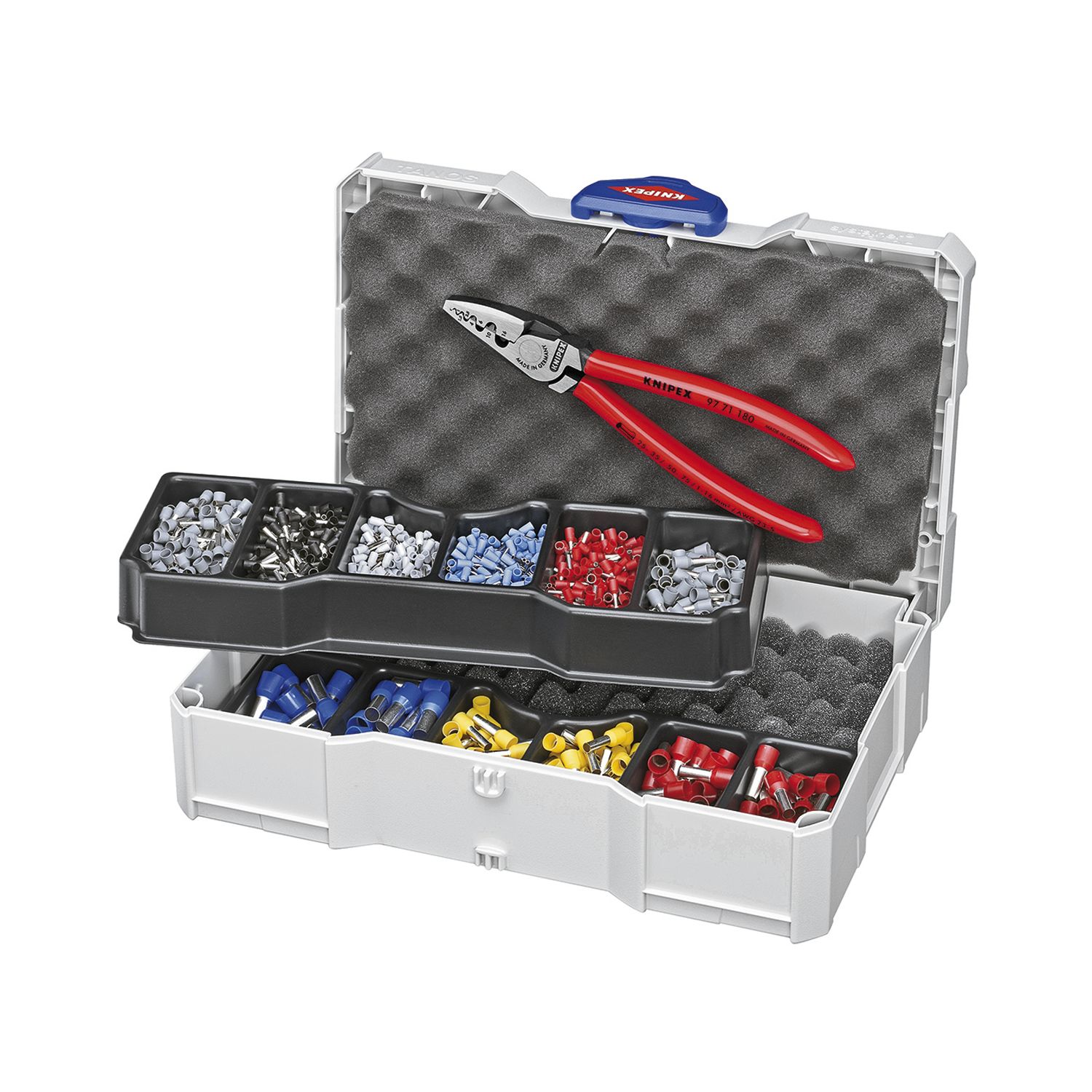 Knipex Crimpsortiment Aderendhülsen isoliert im Systainer + Crimpzange