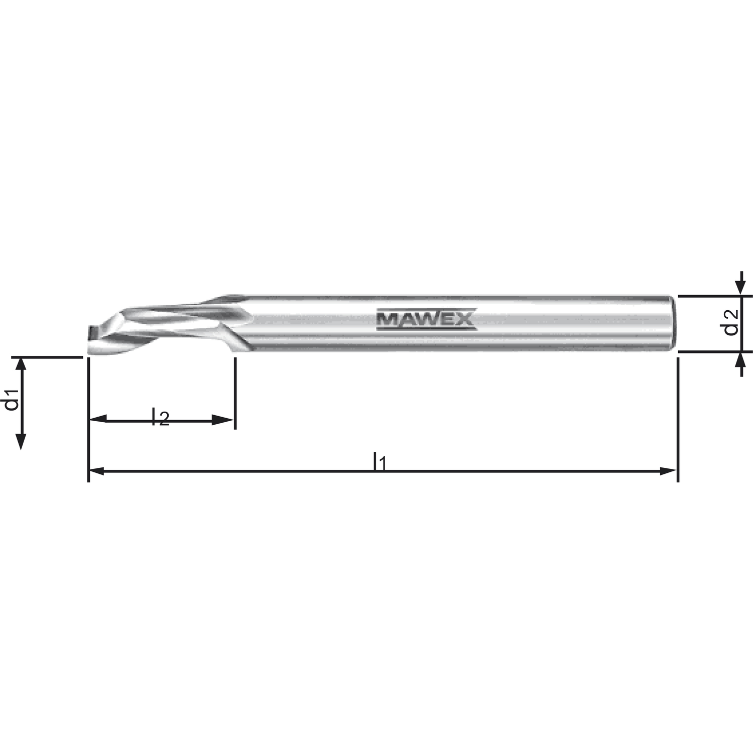 MAWEX Bohrnutenfräser HSS 7X14X60 mm einschneidig spiralig (5Stk)