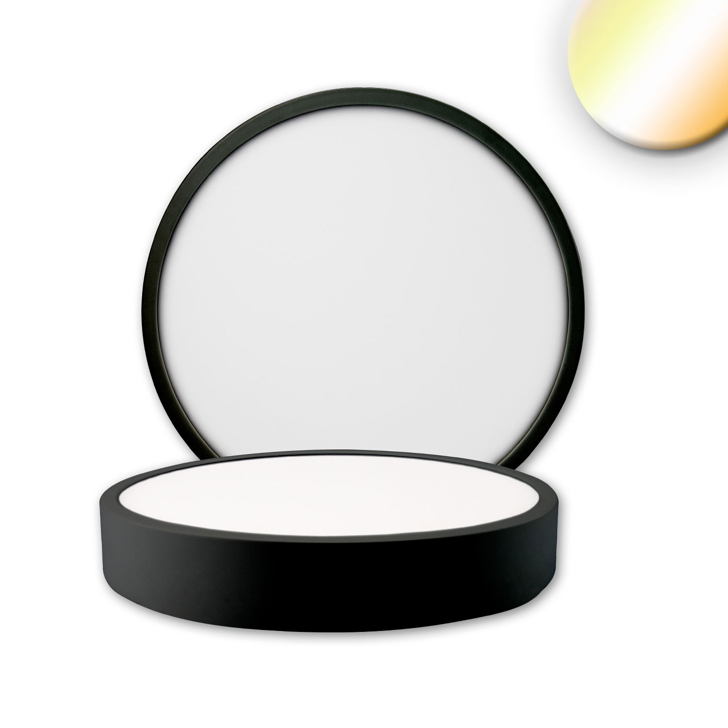 ISOLED LED Deckenleuchte PRO schwarz 15W rund DN170 ColorSwitch 2700|3000|4000K dimmbar
