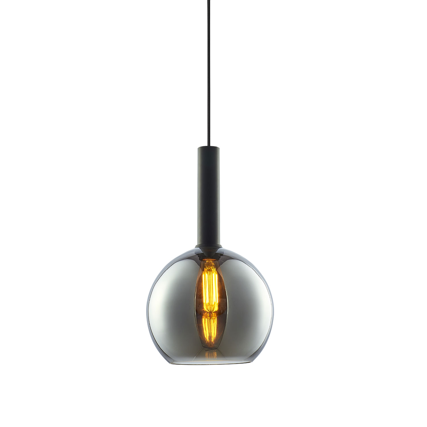 ISOLED Pendelleuchte black round Glas E27 25cm 50-300cm exkl. Leuchtmittel exkl. Baldachin