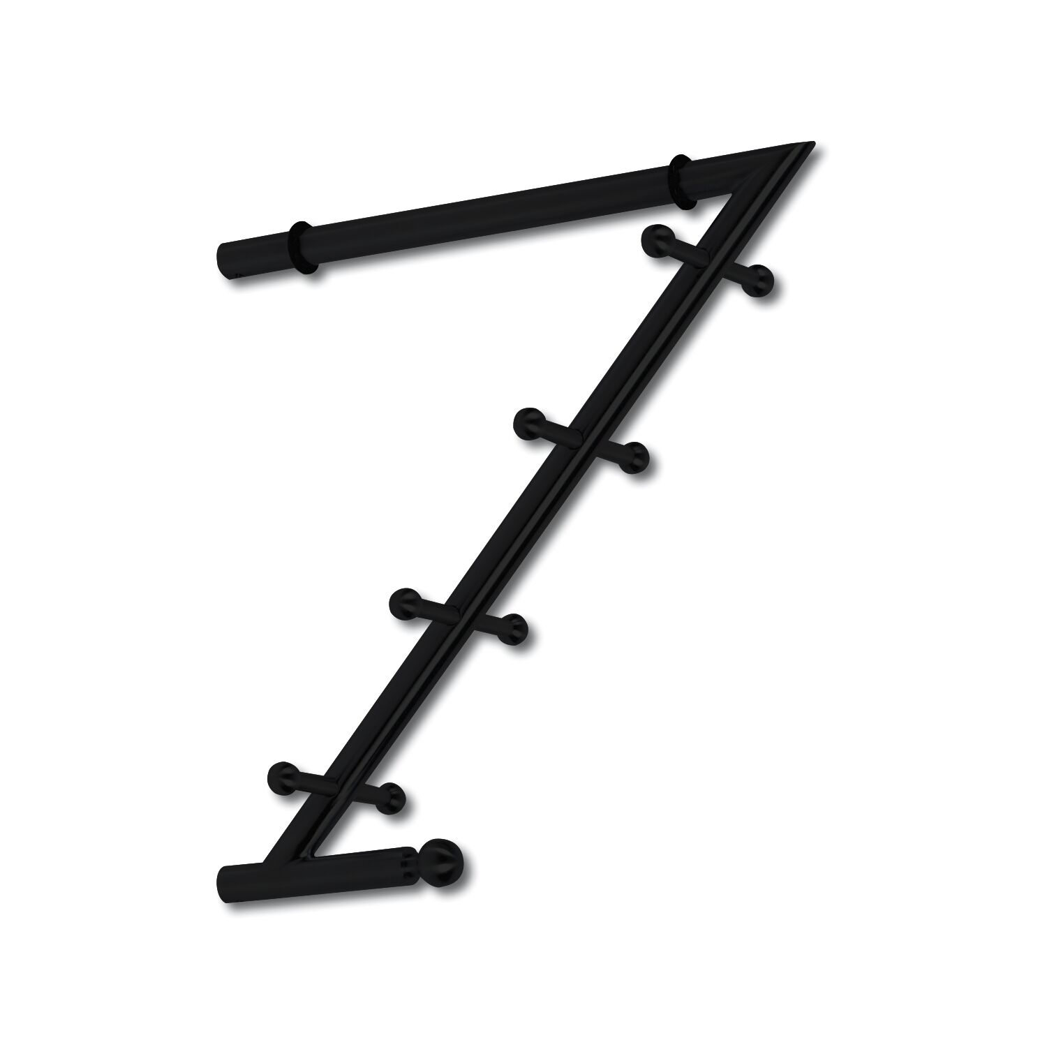 Garderobenarm Month mit 4 Doppelhaken, Edelstahl schwarz matt