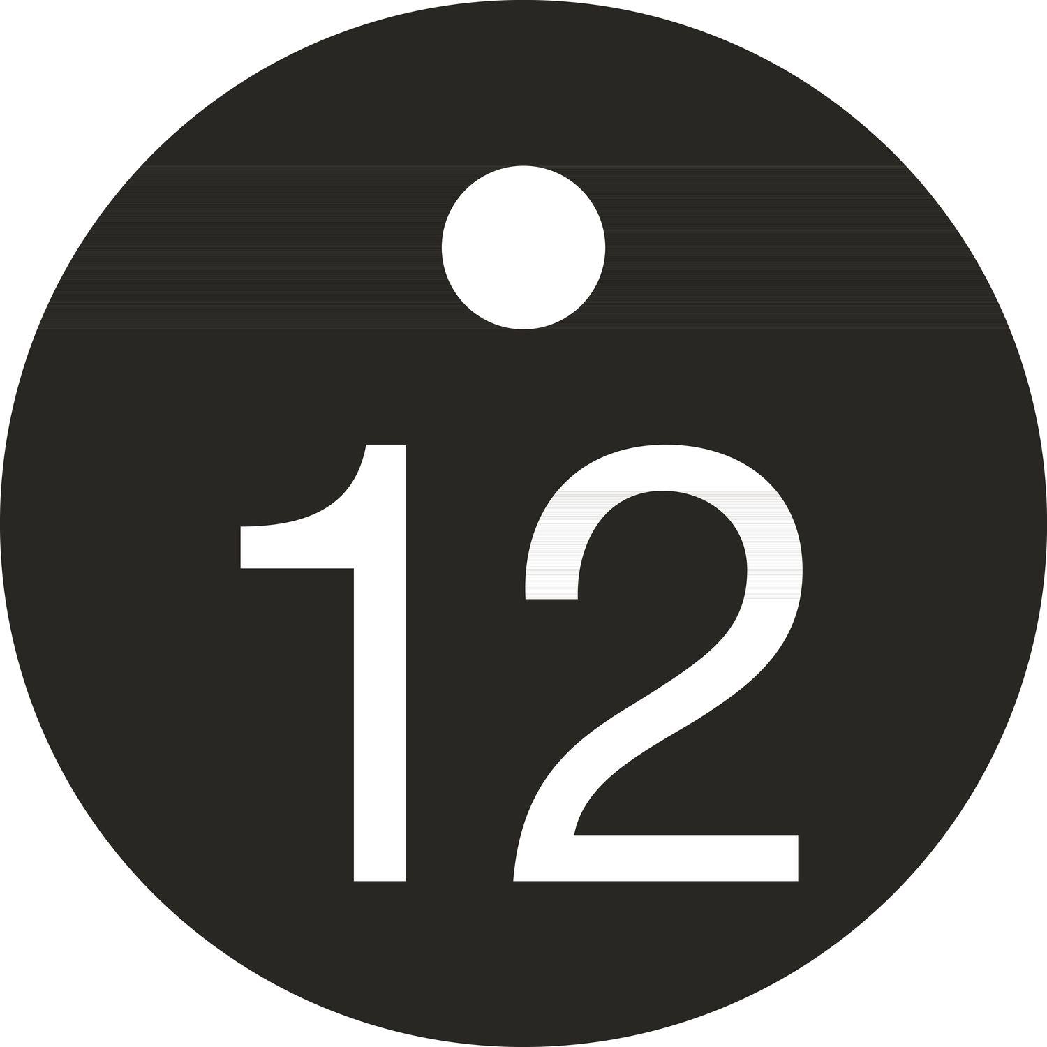 Schlüsselnummer - ø 25, Nummer 12, Aluminium schwarz eloxiert