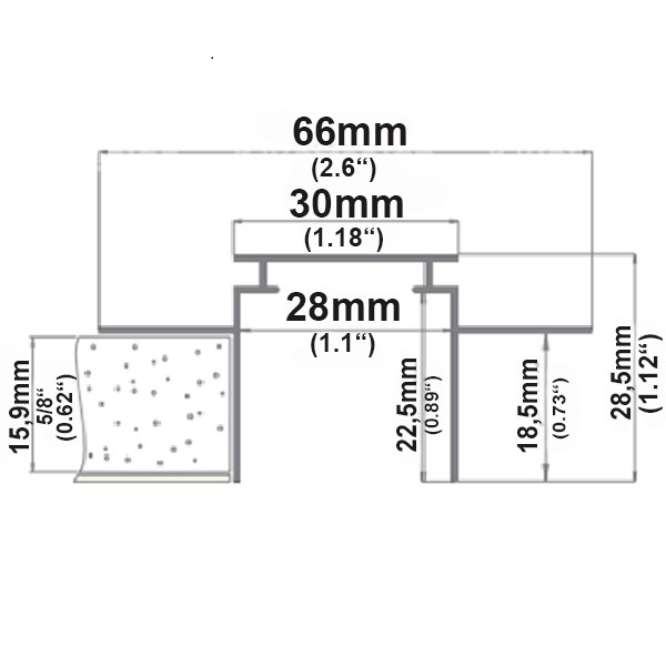 ISOLED Installationskanal für Einbauprofile WING L: 200cm für 15mm Rigips-Platten