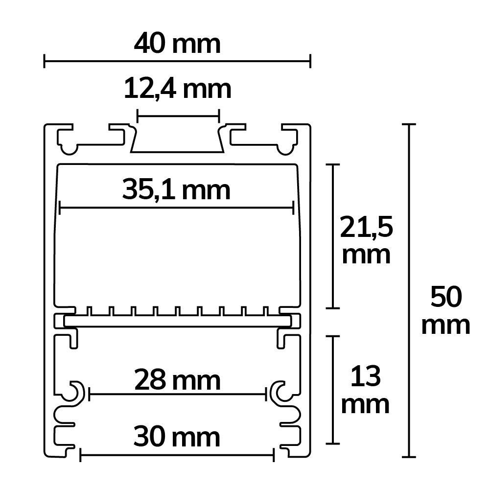 ISOLED LED Leuchtenprofil LAMP30 V2 Aluminium schwarz RAL 9005 300cm