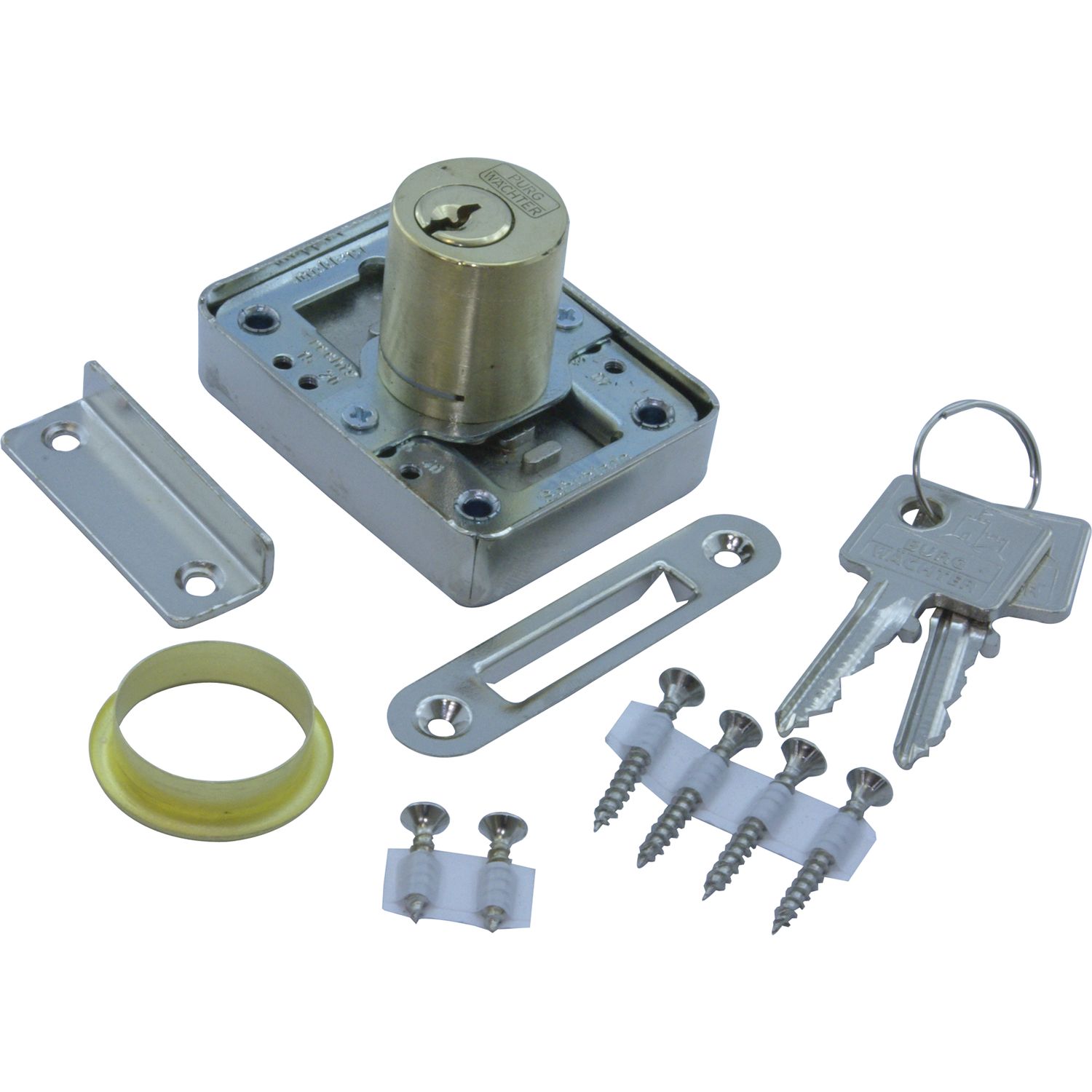 Burg Wächter MZ 23 Zyl.-Kastenschloss Sperre Z 1, Länge 25 mm, Messing poliert